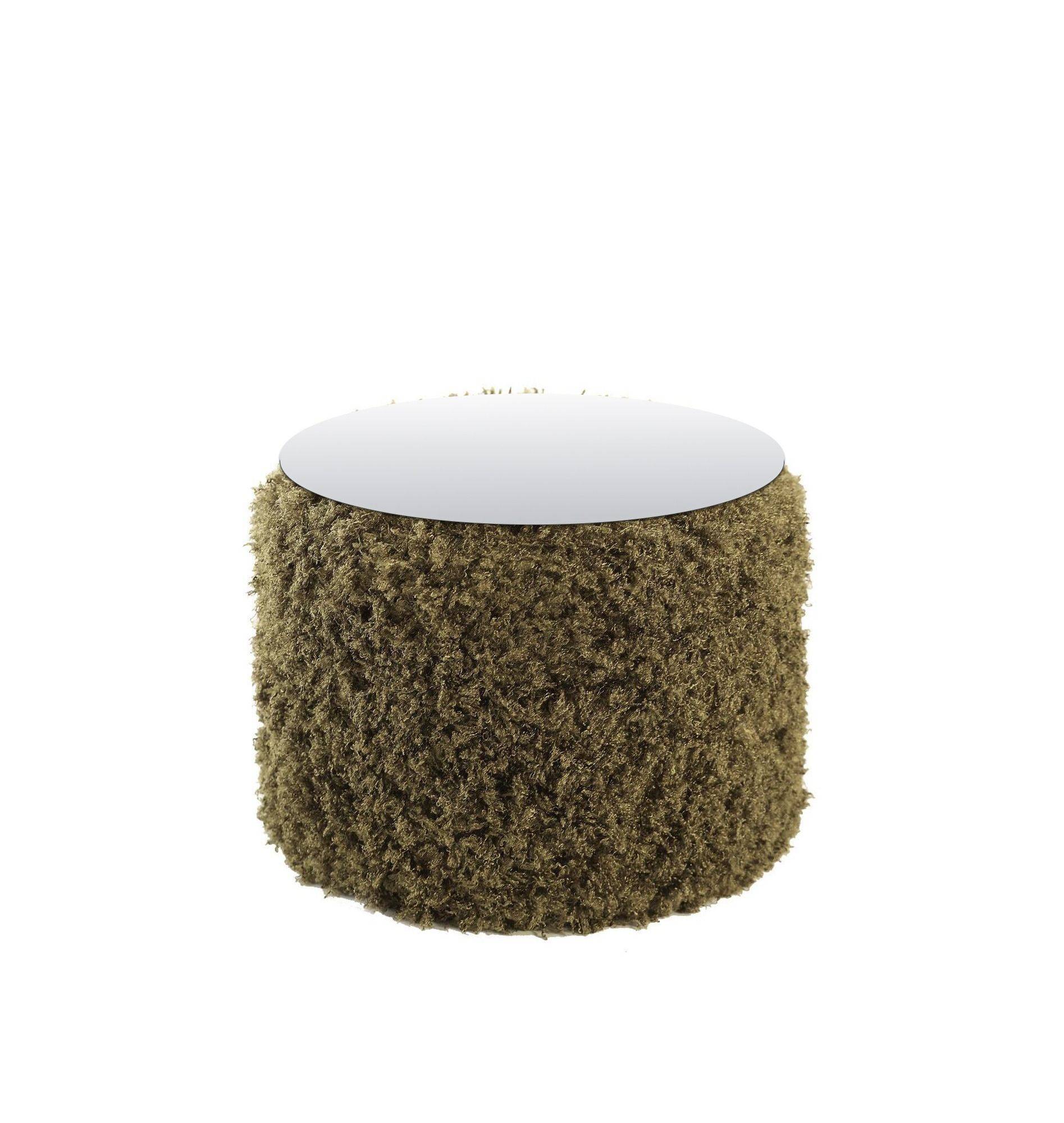 Пуф-стол малый НОРМАН мшистый с зеркальной столешницей #810