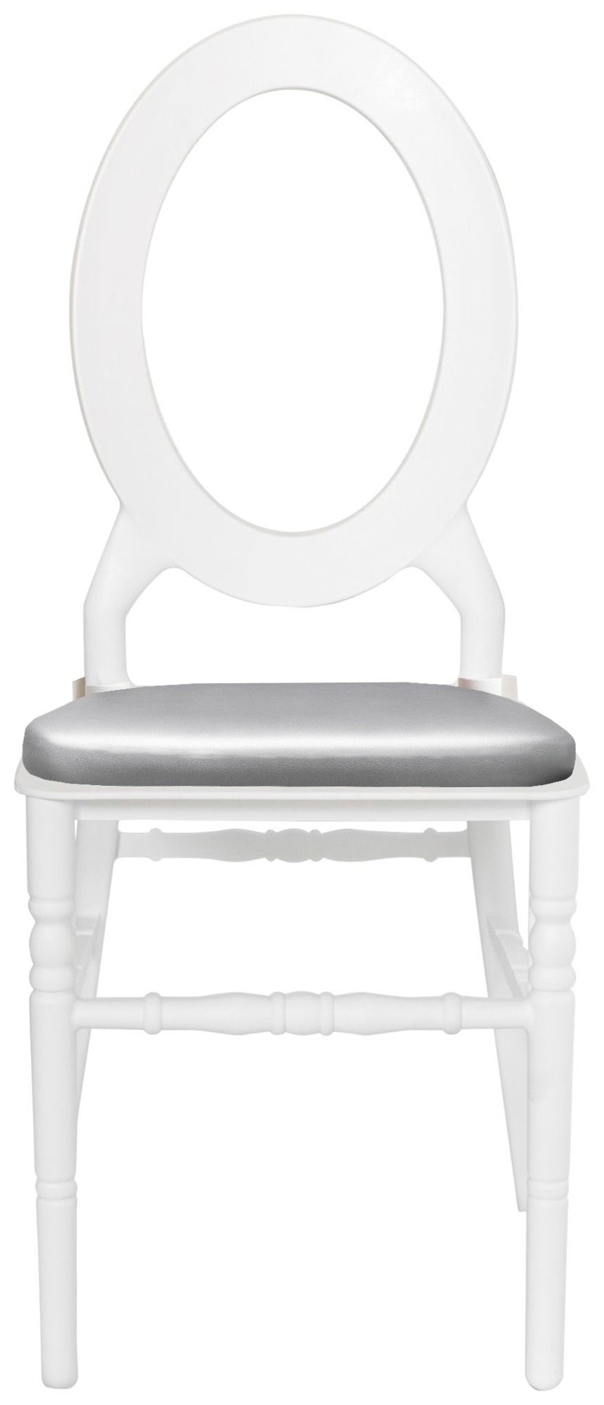 Стул ДОМИНГО белый с серебряной подушкой #811