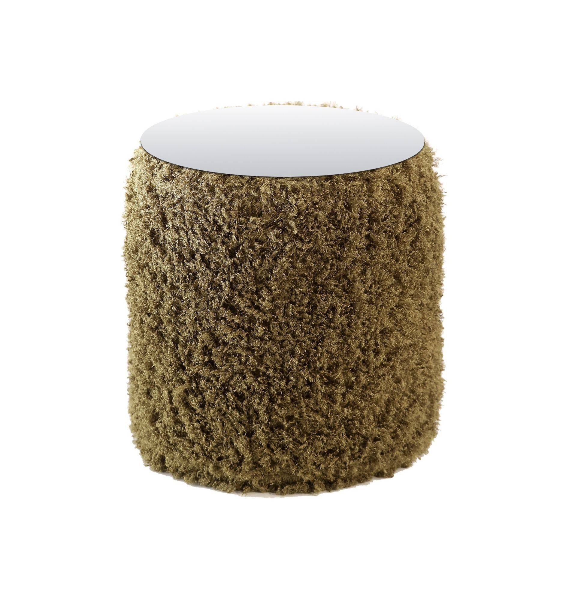 Пуф-стол средний НОРМАН мшистый с зеркальной столешницей #810