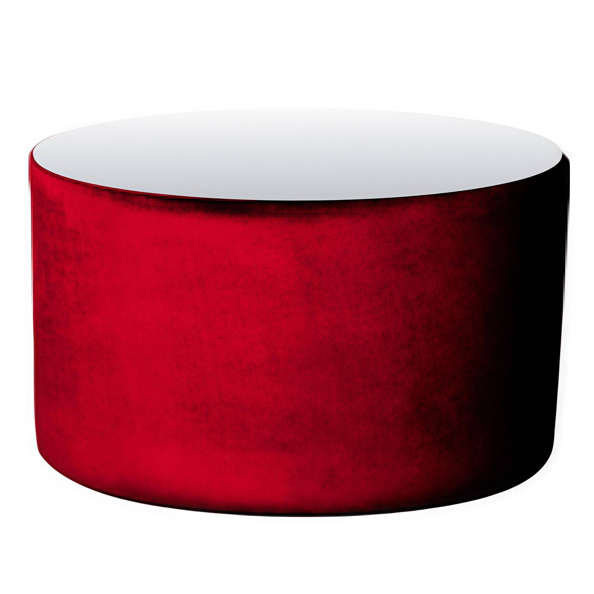 Пуф-стол НОРМАН ярко-красный с зеркальной столешницей #322