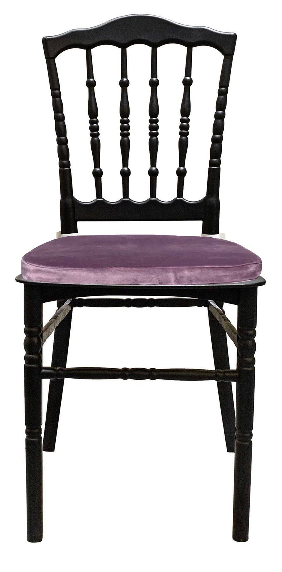 Стул черный УНИСОН с цвета пыльный инжир бархатной подушкой #418/419