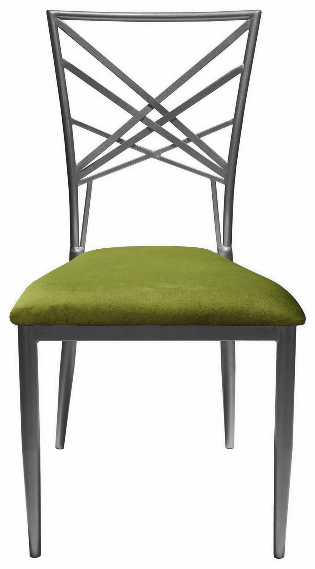 Стул серебряный ОКТАВА зеленый бархатный #315