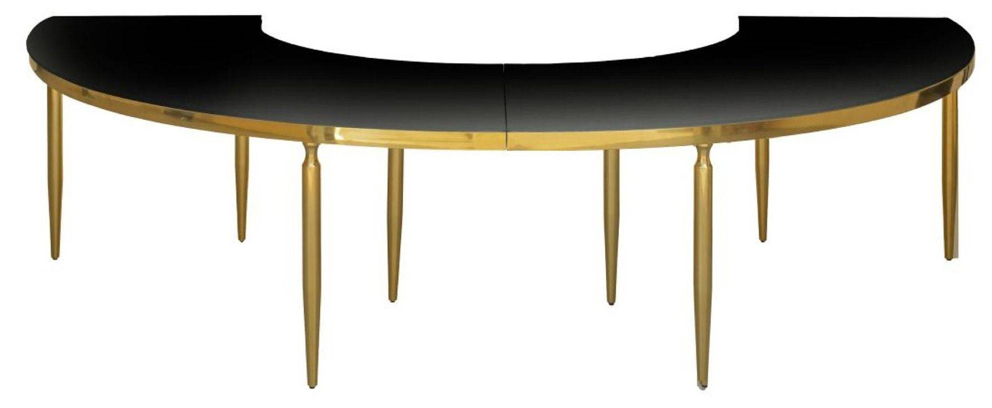 2 секции-волны ГЕЙБЛ золотой с черной стеклянной столешницей