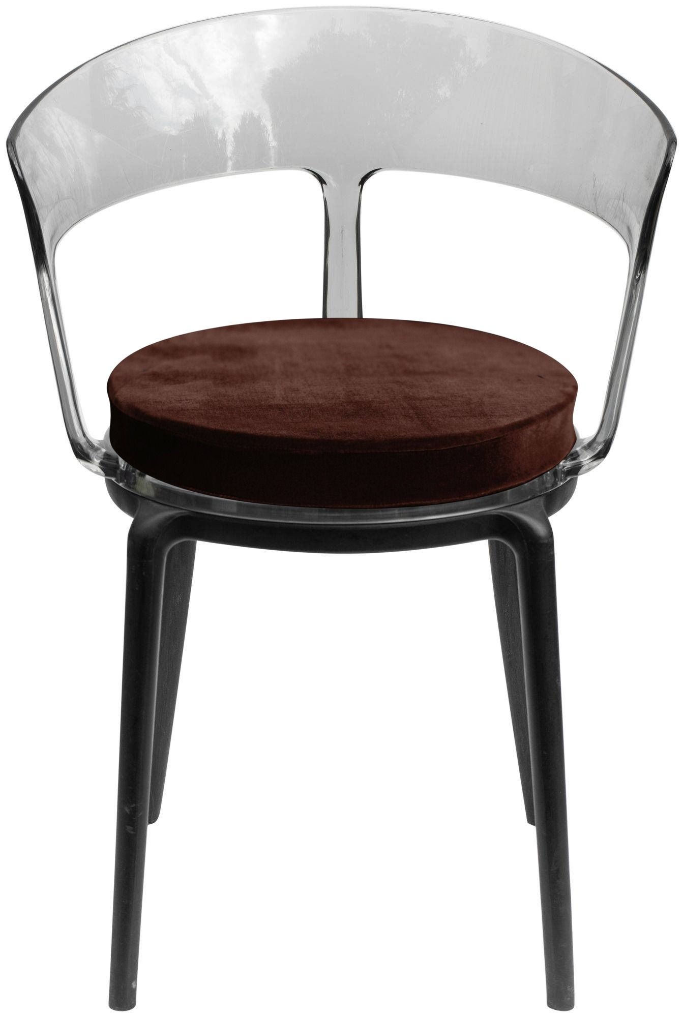 Стул дымчатый РУФФО с шоколадой бархатной подушкой #328