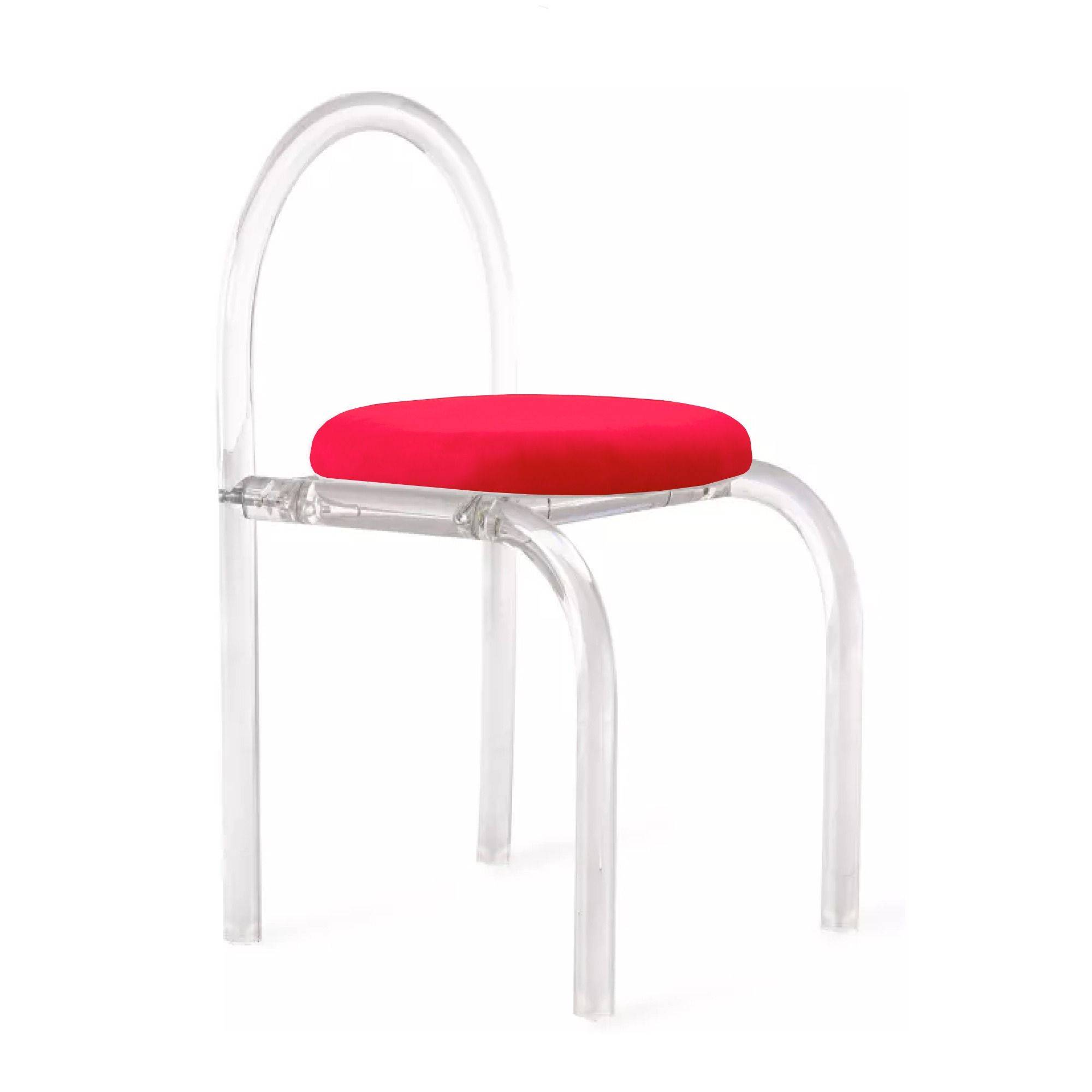 Прозрачный стул АРОНДИ с арочной спинкой и красной бархатной подушкой в аренду  | Go Rent