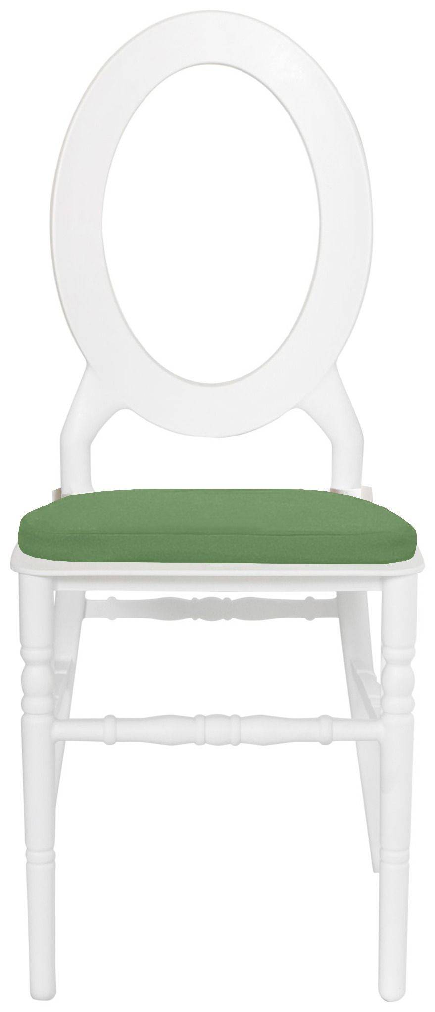 Стул ДОМИНГО белый с оливковой габардиновой подушкой #521