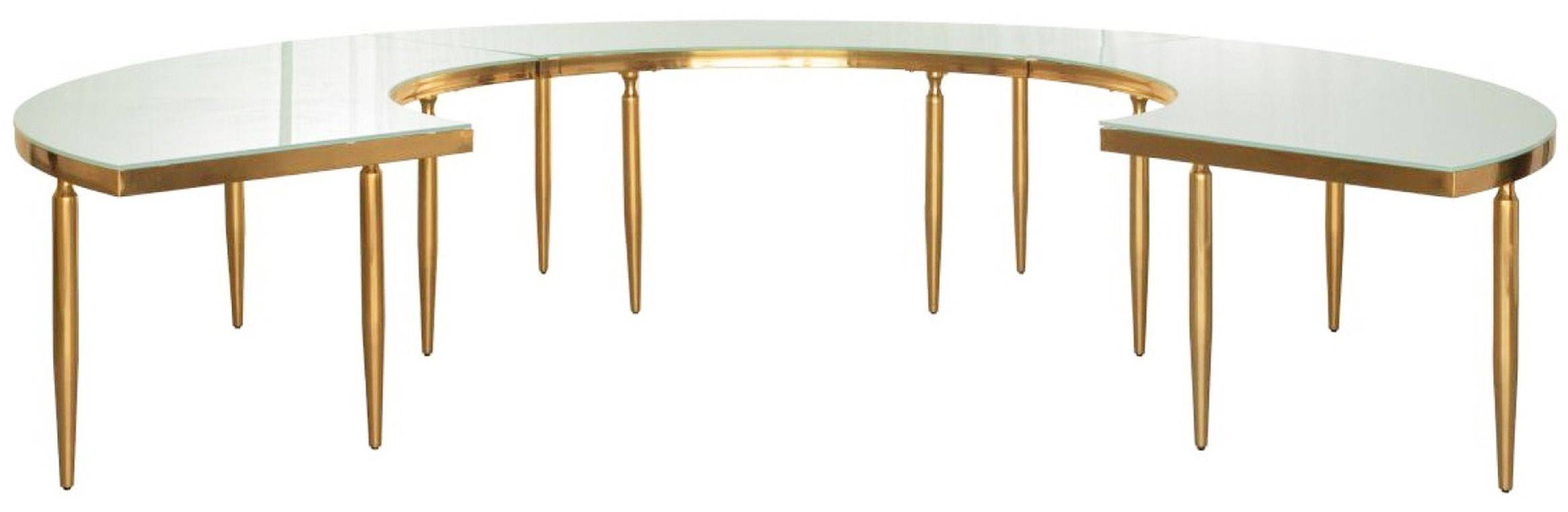 Модульный стол-волна Гейбл бело-золотой 3 секции - дизайнерская мебель для мероприятий в аренду | Go Rent