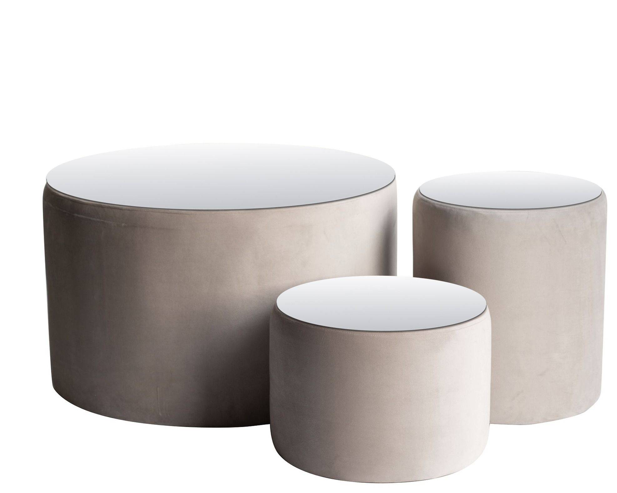 Пуфы-столы НОРМАН бежевые – набор из 3 #403