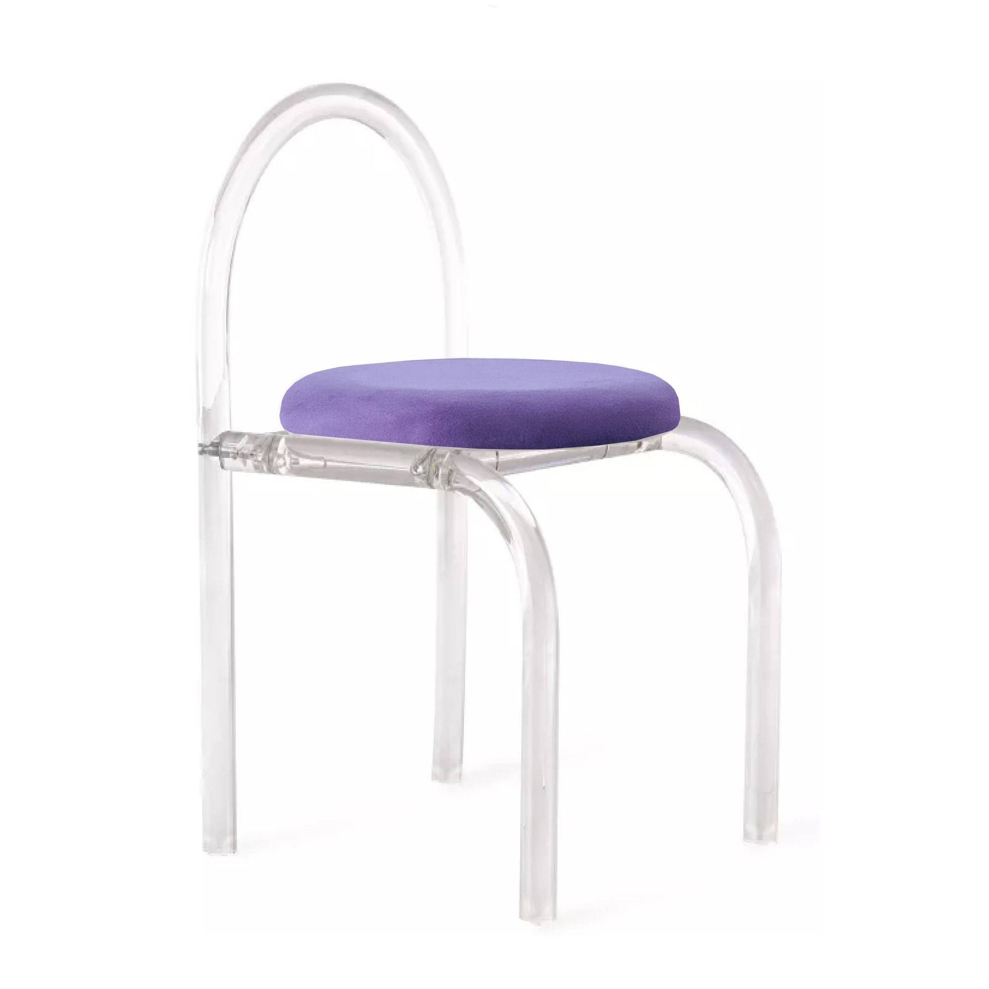 Прозрачный стул АРОНДИ с арочной спинкой и лавандовой бархатной подушкой в аренду  | Go Rent