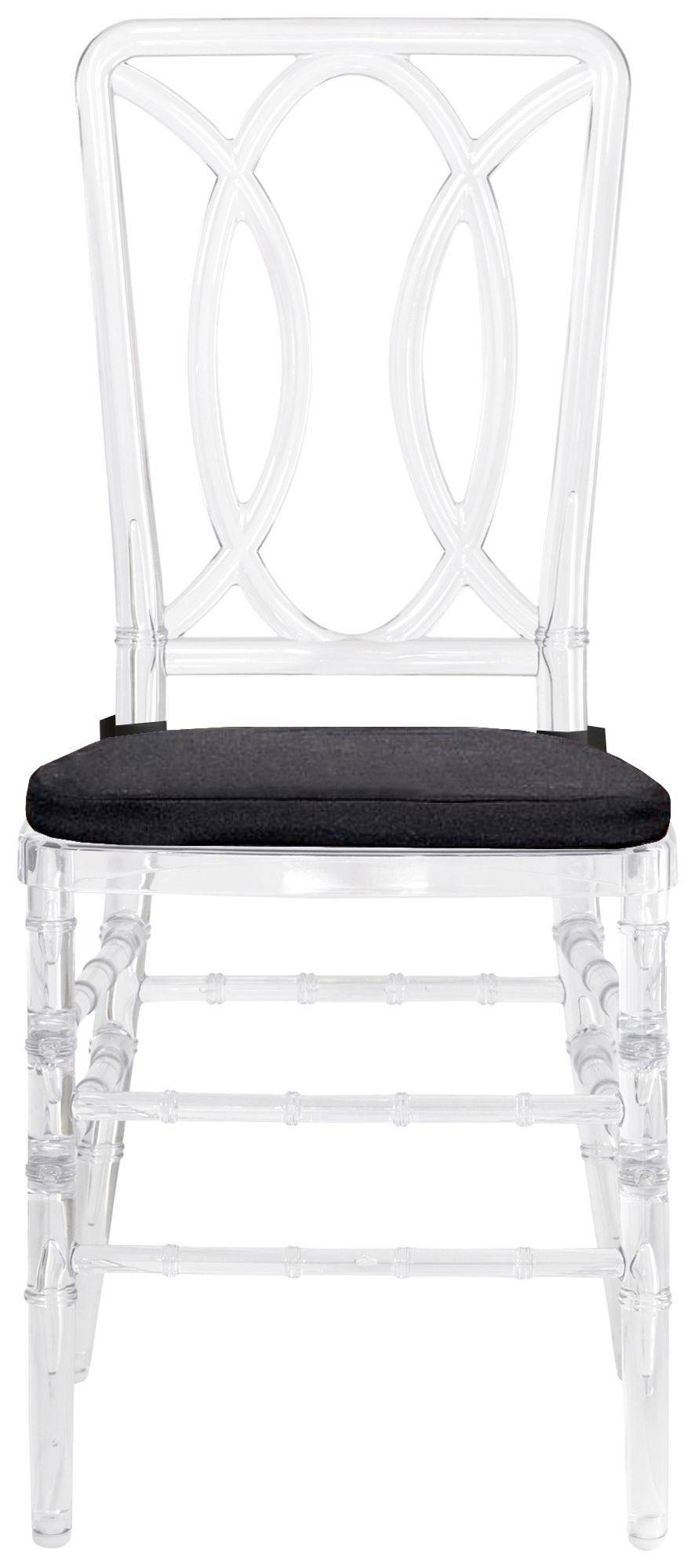 Стул ХЭМПСОН прозрачный с черной габардиновой подушкой #536