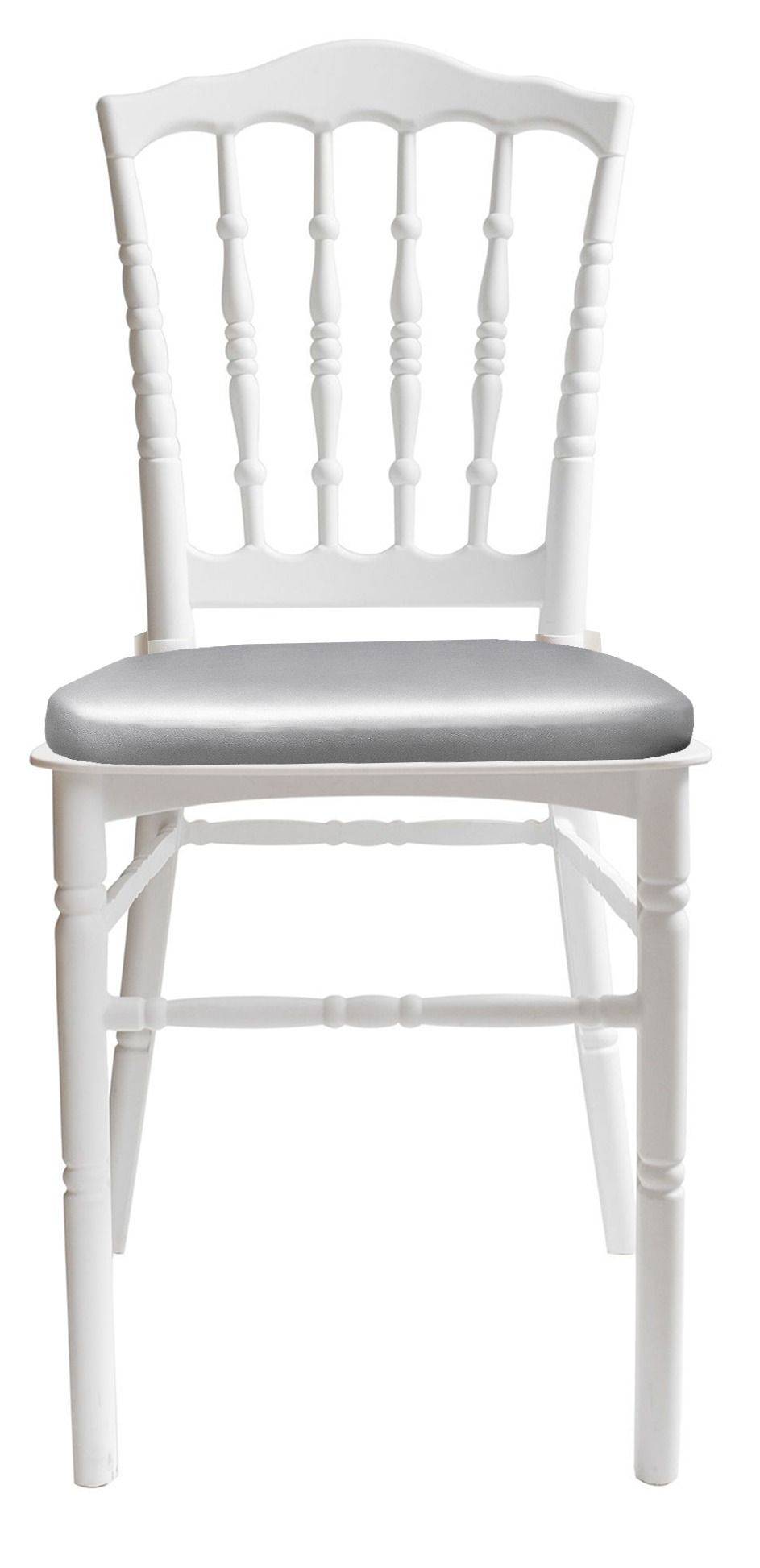 Стул белый УНИСОН с серебряной подушкой #811