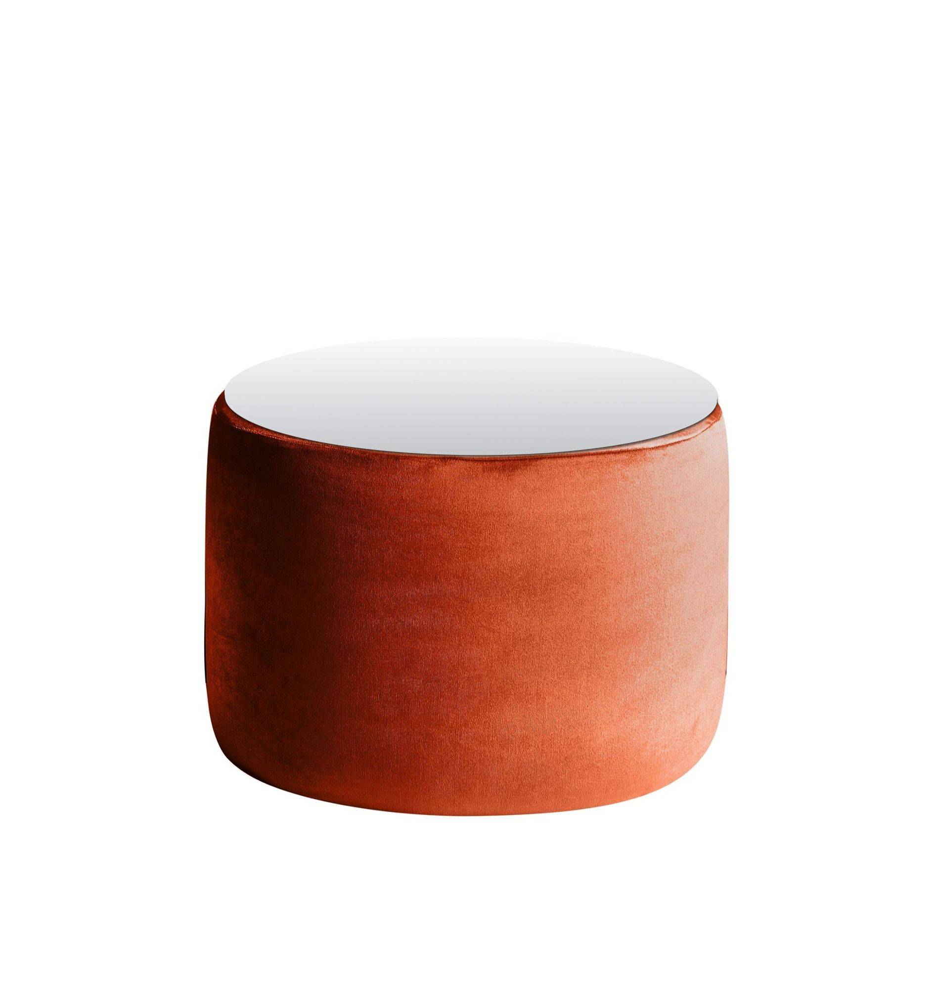 Пуф-стол малый НОРМАН тыквенный с зеркальной столешницей #320