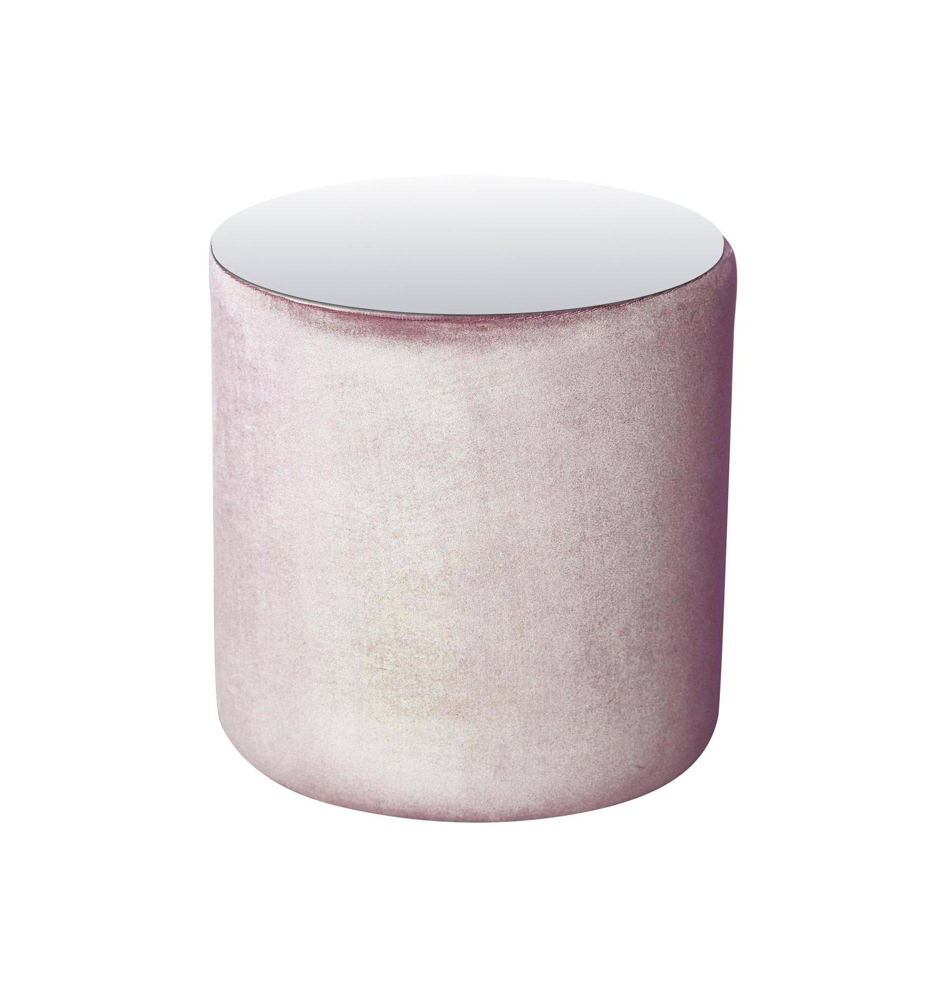 Пуф-стол средний НОРМАН розовый с зеркальной столешницей #304