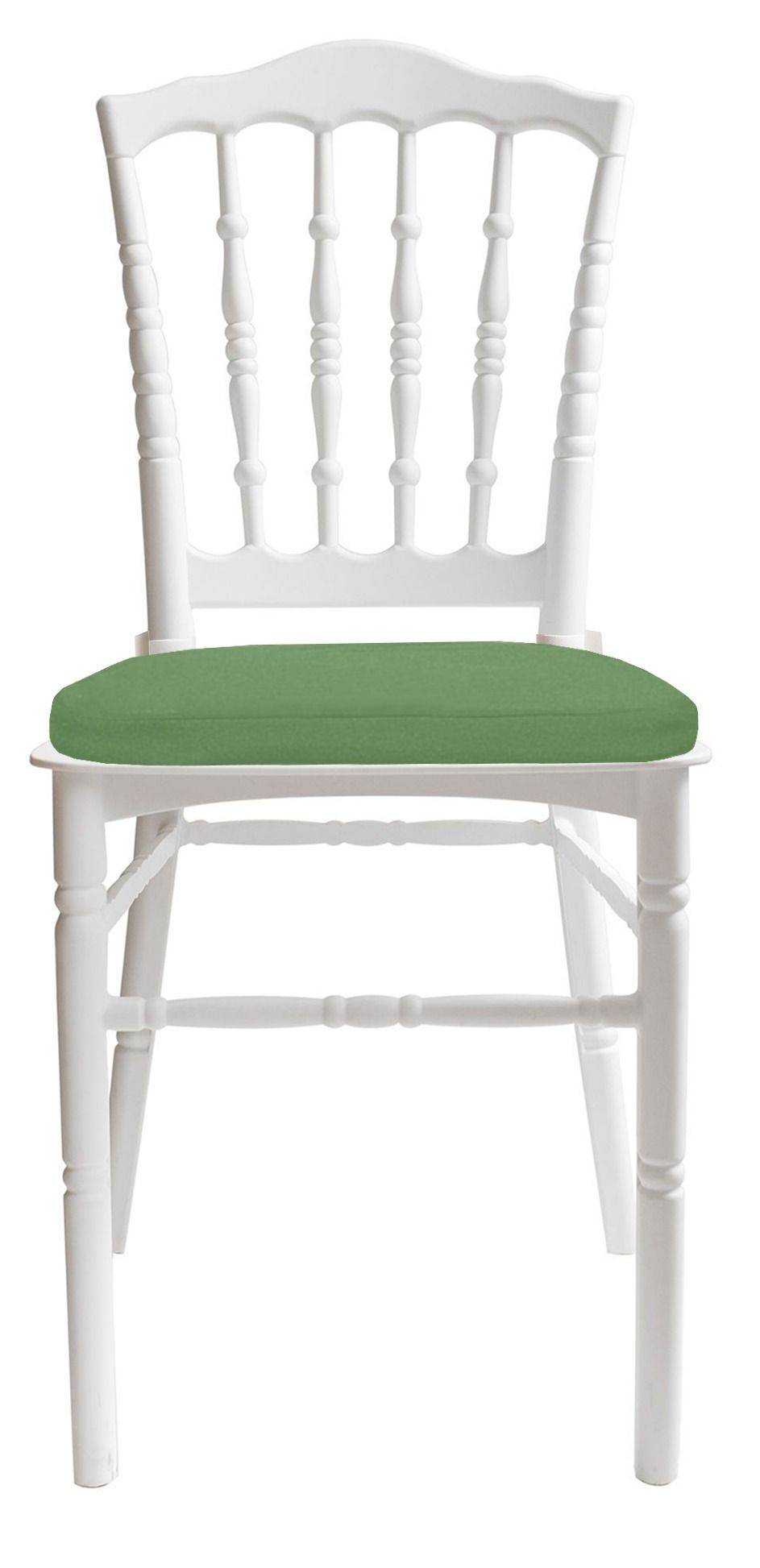 Стул белый УНИСОН с оливковой габардиновой подушкой #521