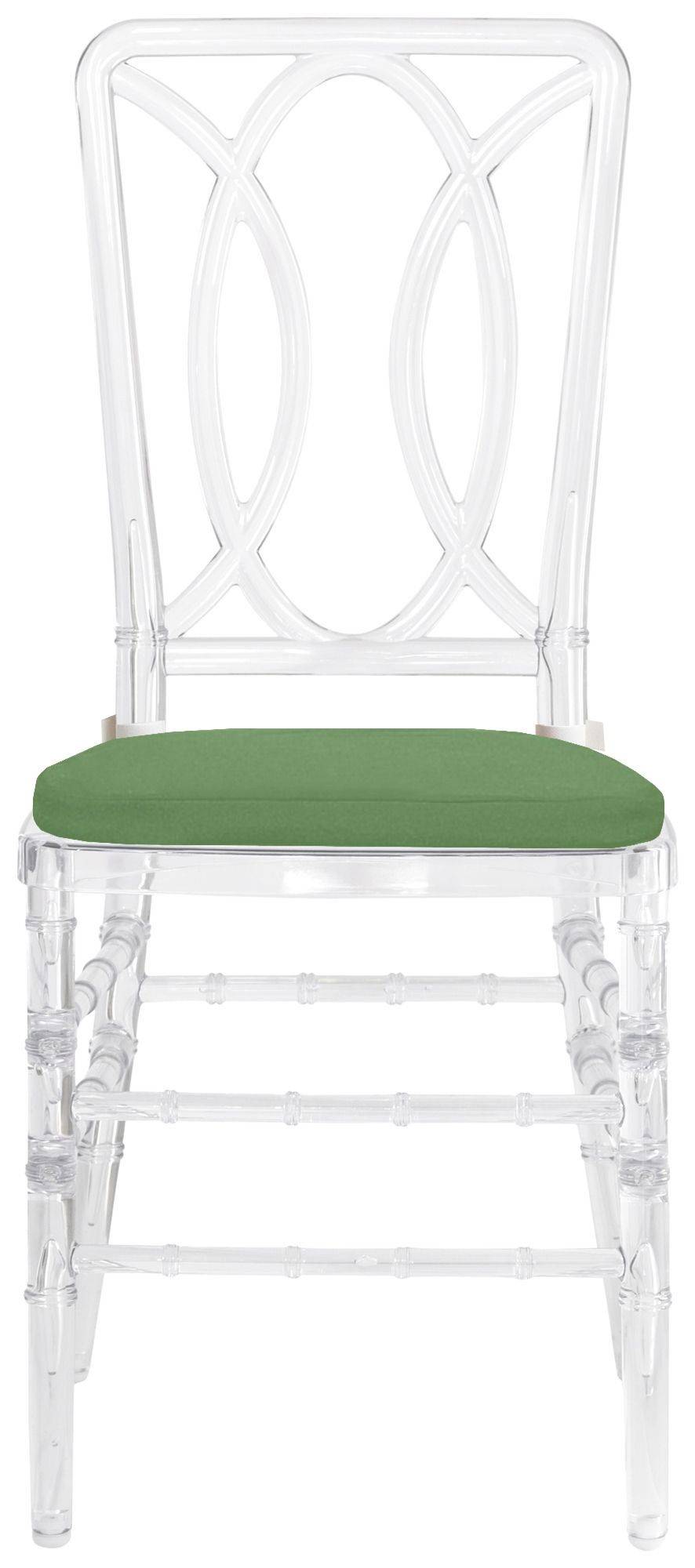 Стул ХЭМПСОН прозрачный с оливковой габардиновой подушкой #521