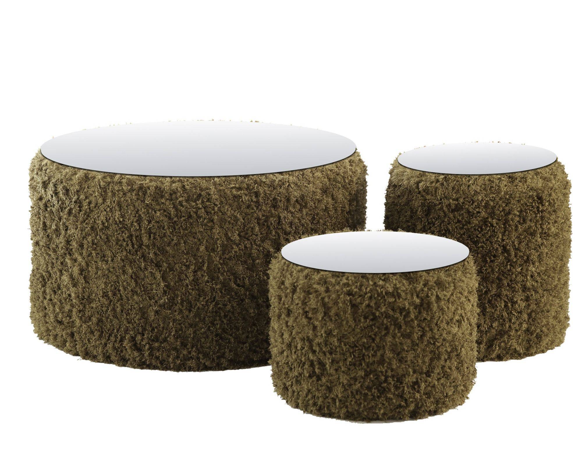 Пуфы-столы НОРМАН мшистые – набор из 3 #810