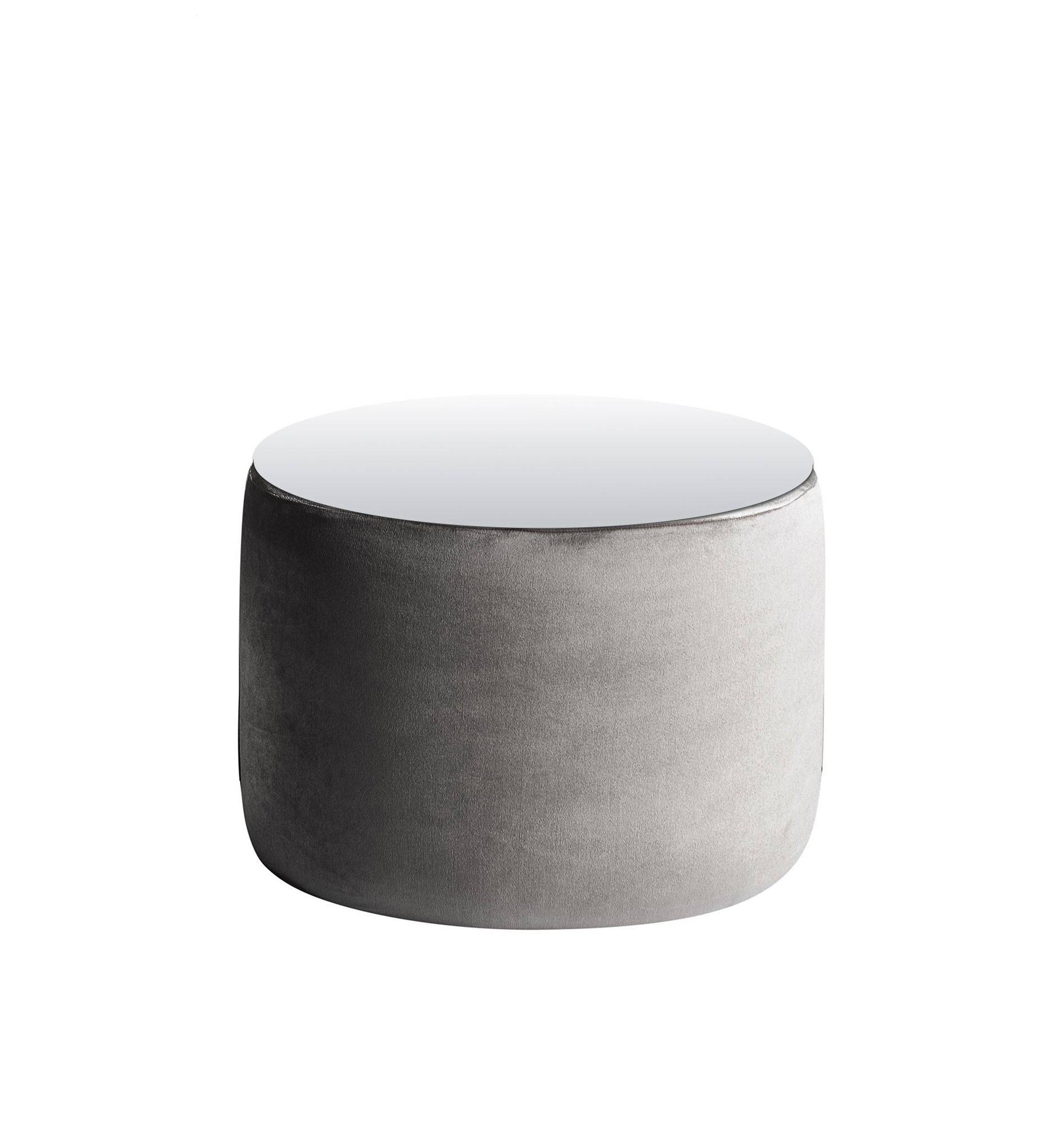 Пуф-стол малый НОРМАН пепельный с зеркальной столешницей #313