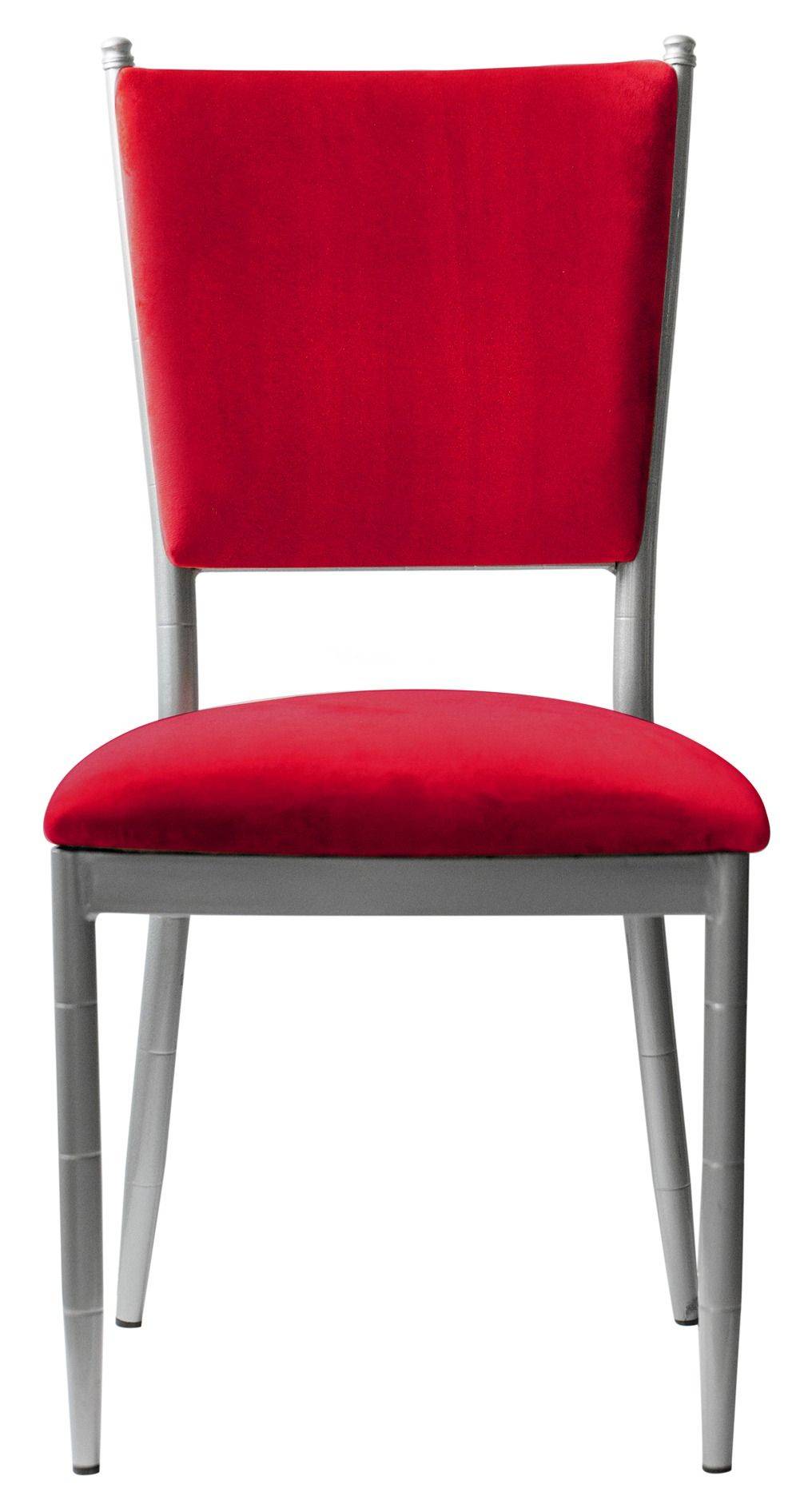 Стул серебряный БРЭМ красный бархатный #323
