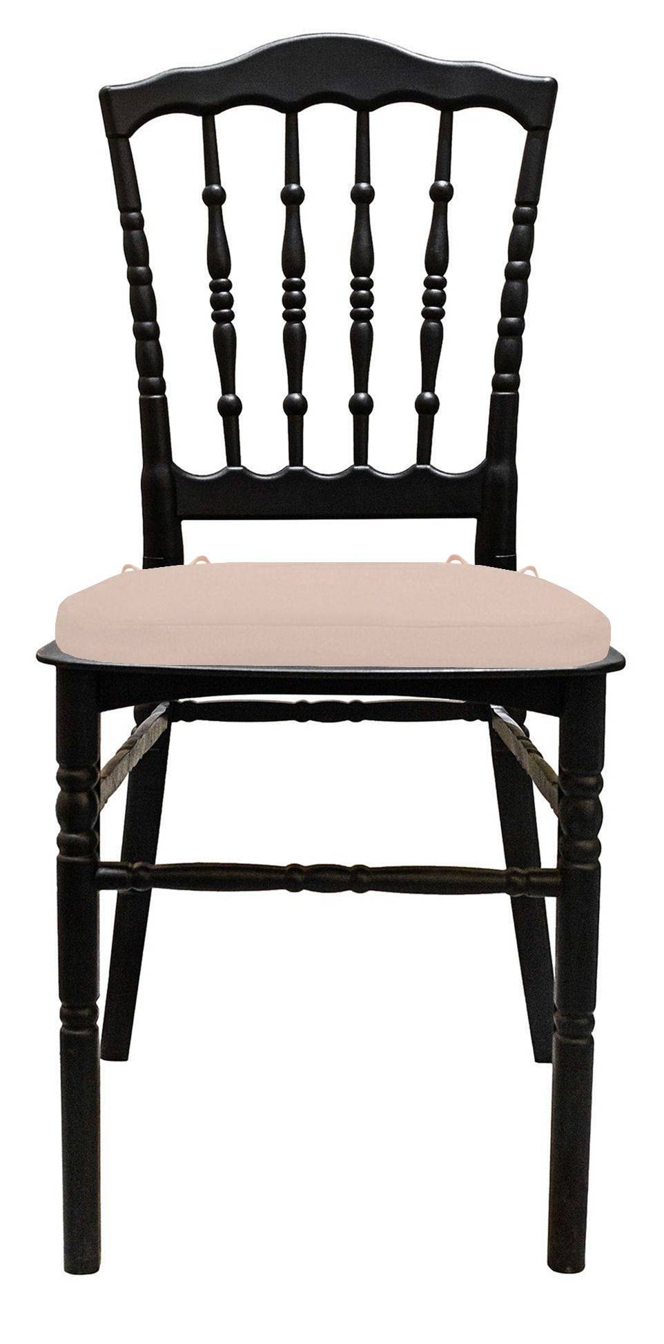 Стул черный УНИСОН с пудровой габардиновой подушкой #605