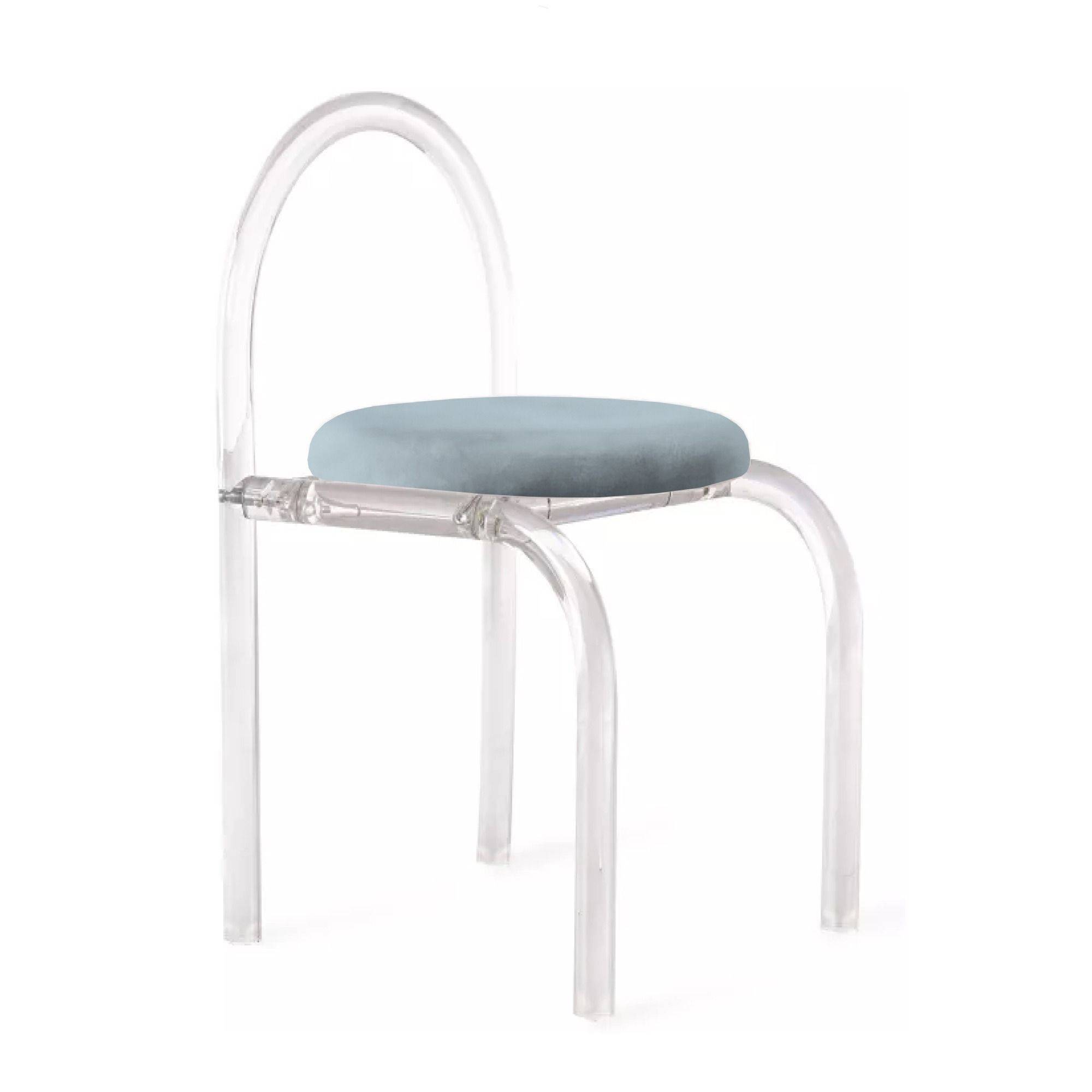 Стул АРОНДИ с серо-голубой бархатной подушкой #307