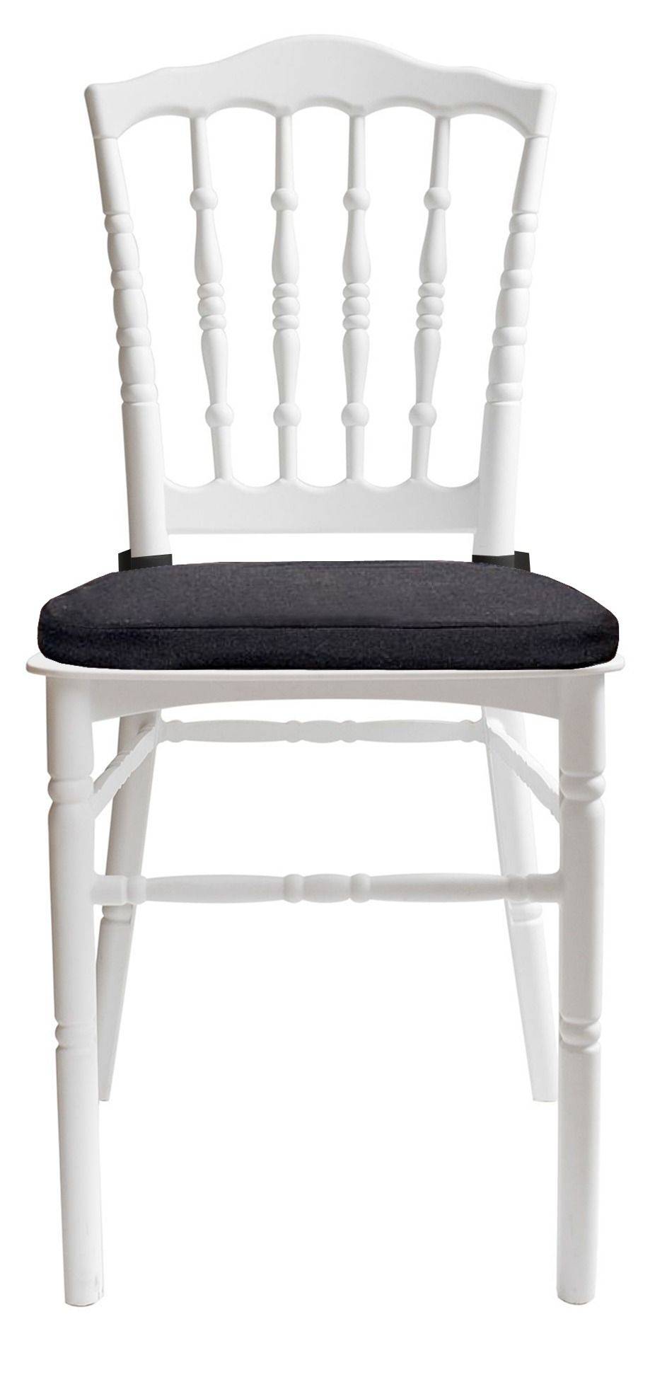 Стул белый УНИСОН с черной габардиновой подушкой #536