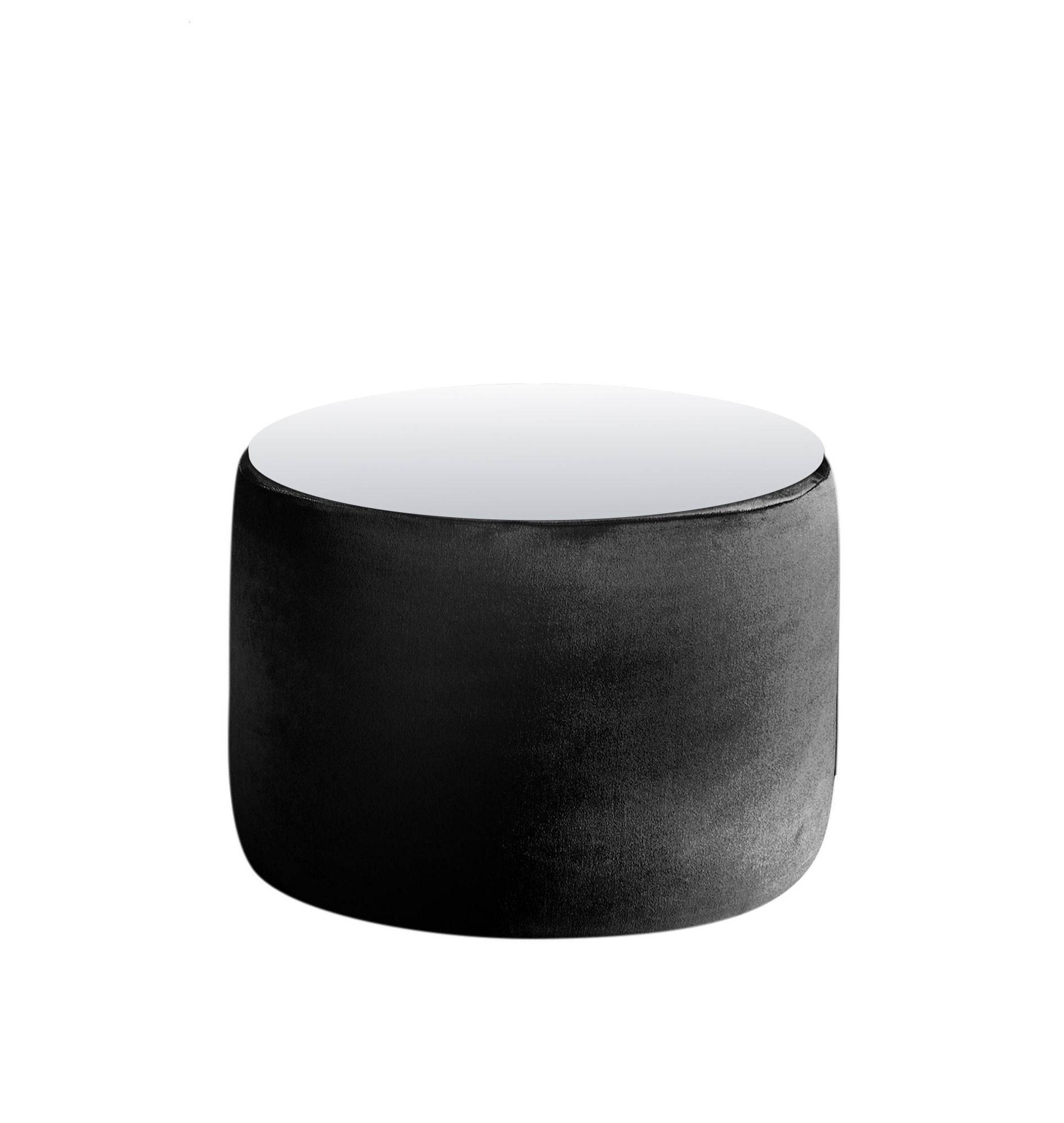 Пуф-стол малый НОРМАН черный с зеркальной столешницей #330