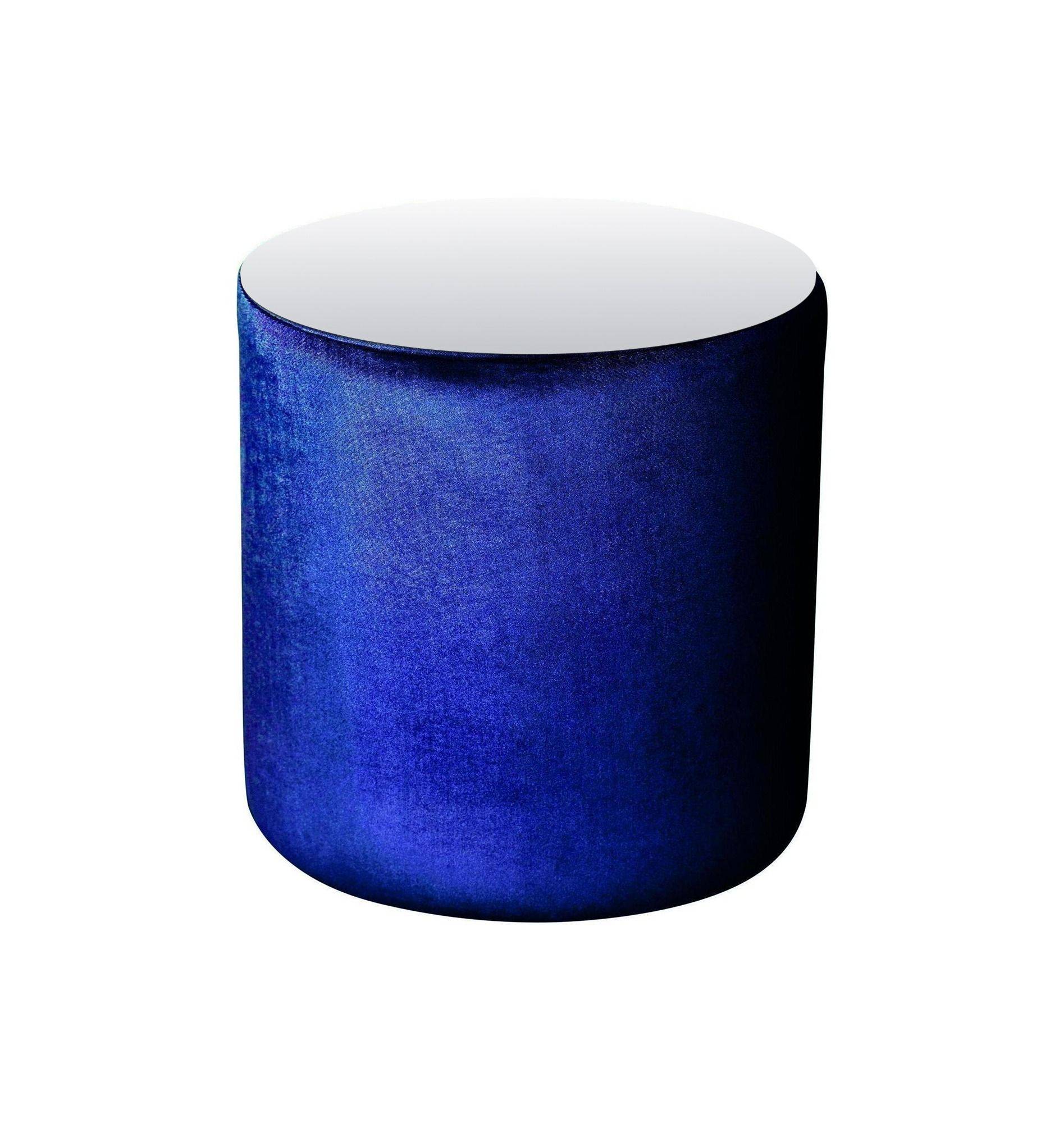 Пуф-стол средний НОРМАН синий с зеркальной столешницей #310