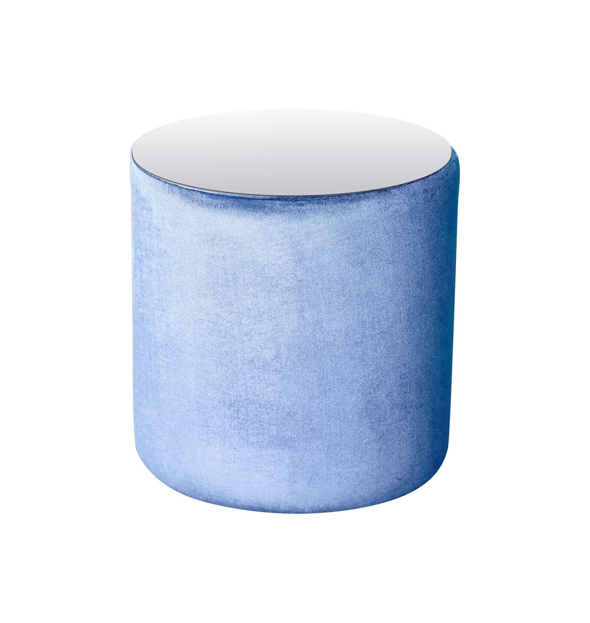 Пуф-стол средний НОРМАН голубой с зеркальной столешницей #308