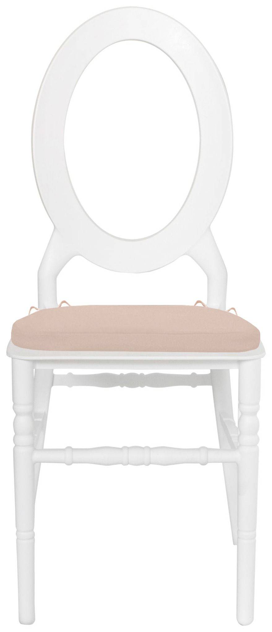 Стул ДОМИНГО белый с пудровой габардиновой подушкой #605