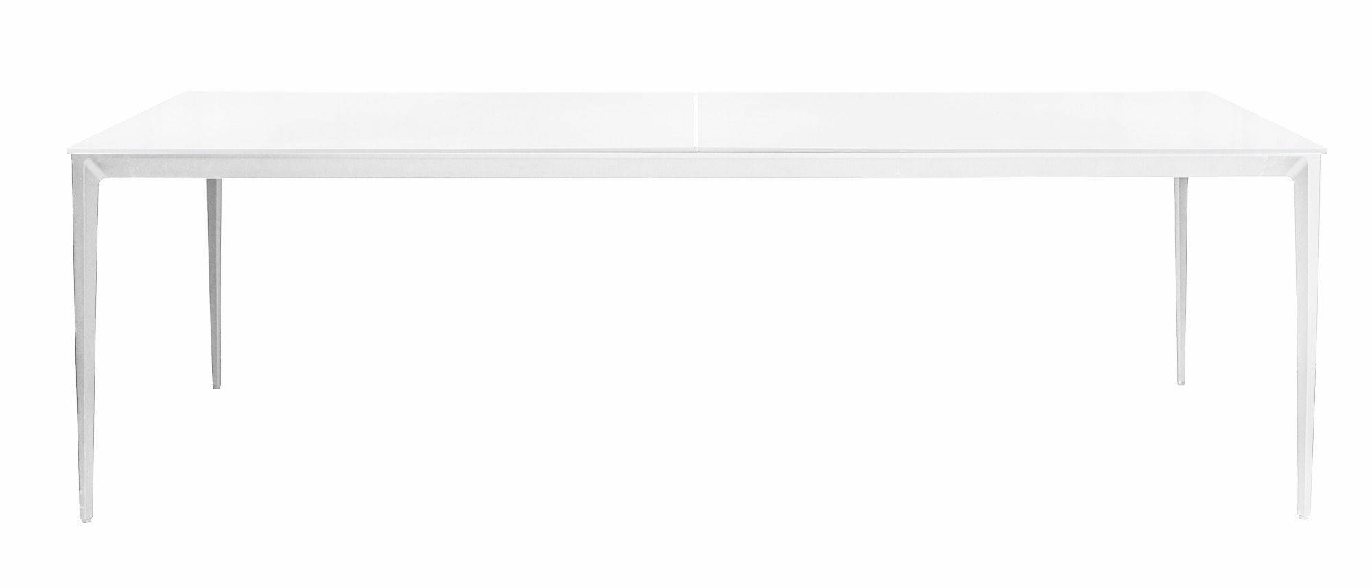 Прямоугольный дизайнерский стол КРЕМЕР с белой стеклянной столешницей и белым металлическим основанием в аренду | Go Rent