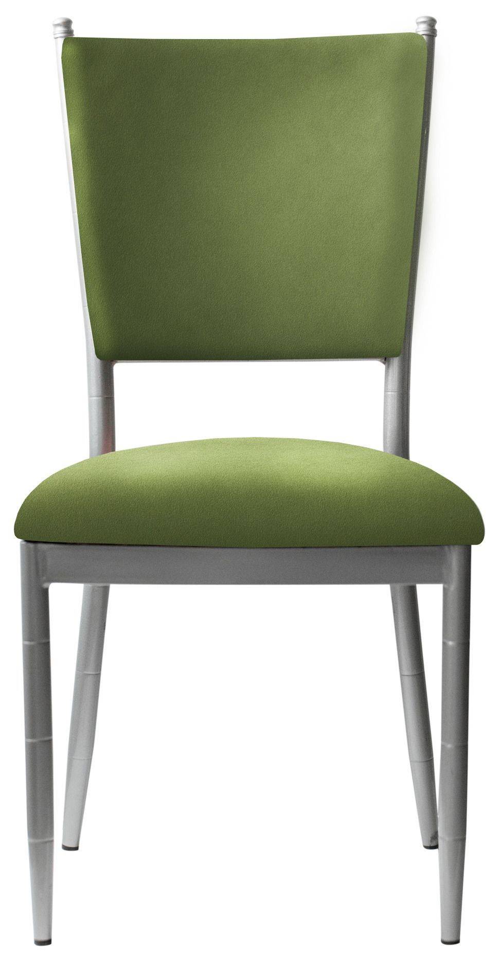 Стул серебряный БРЭМ зеленый бархатный #339