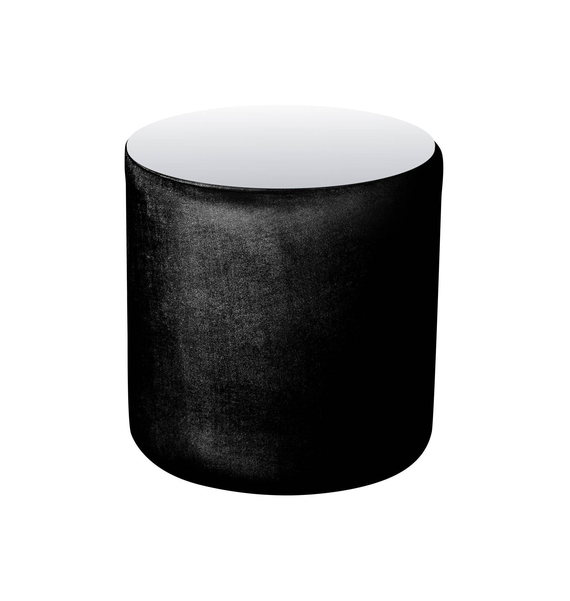Пуф-стол средний НОРМАН черный с зеркальной столешницей #330
