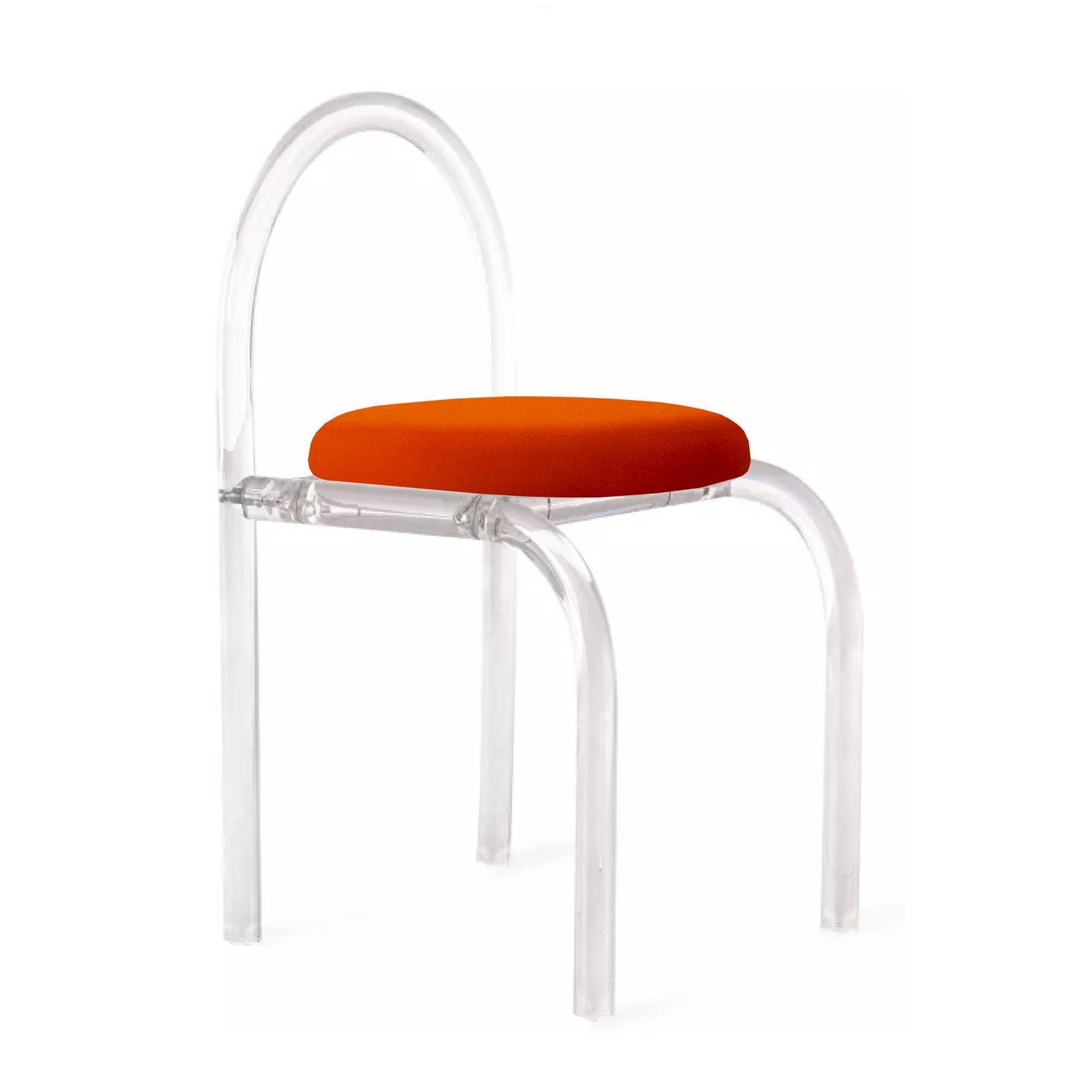Прозрачный стул АРОНДИ с арочной спинкой и тыквенной бархатной подушкой в аренду  | Go Rent