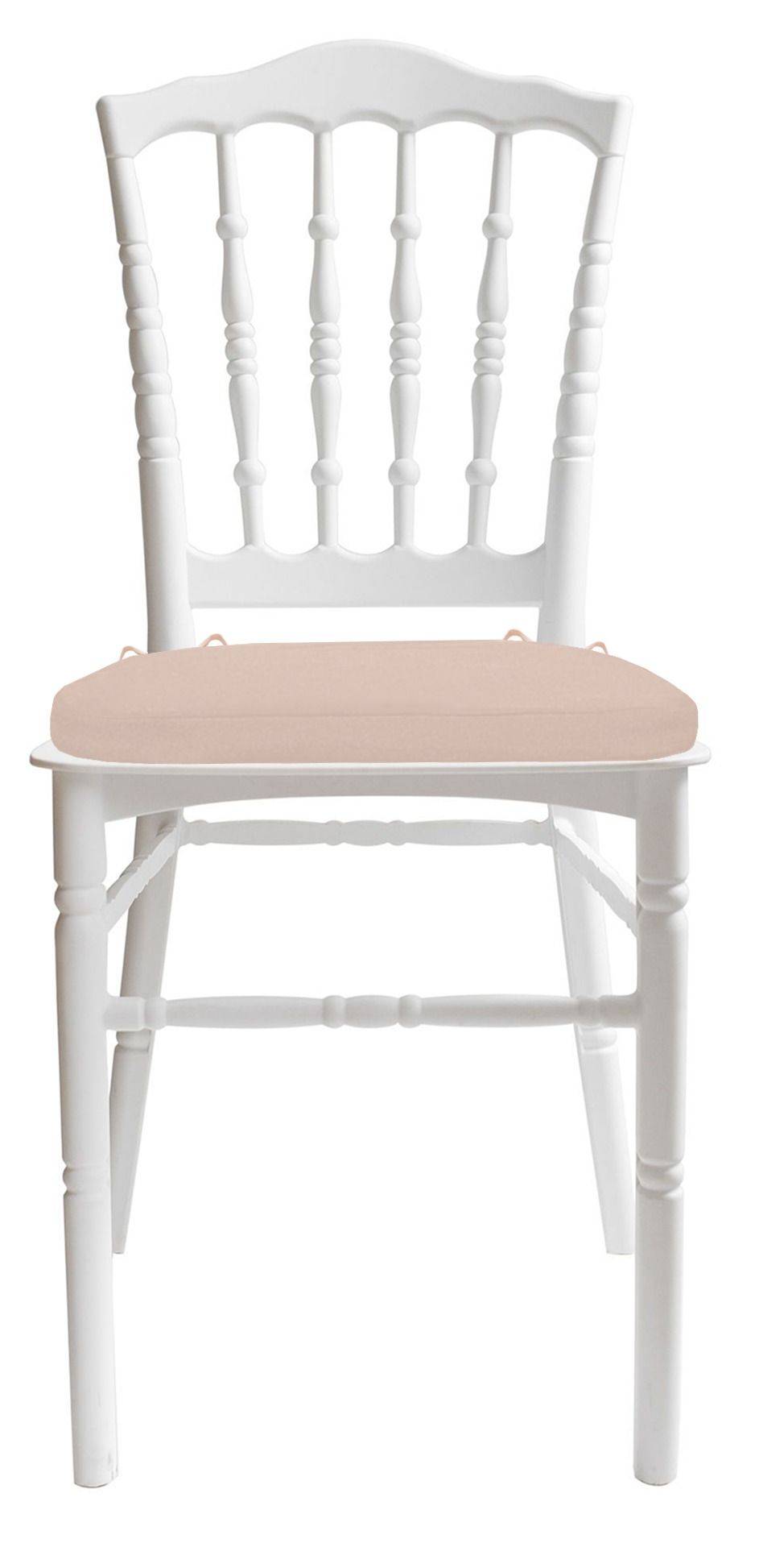 Стул белый УНИСОН с пудровой габардиновой подушкой #605