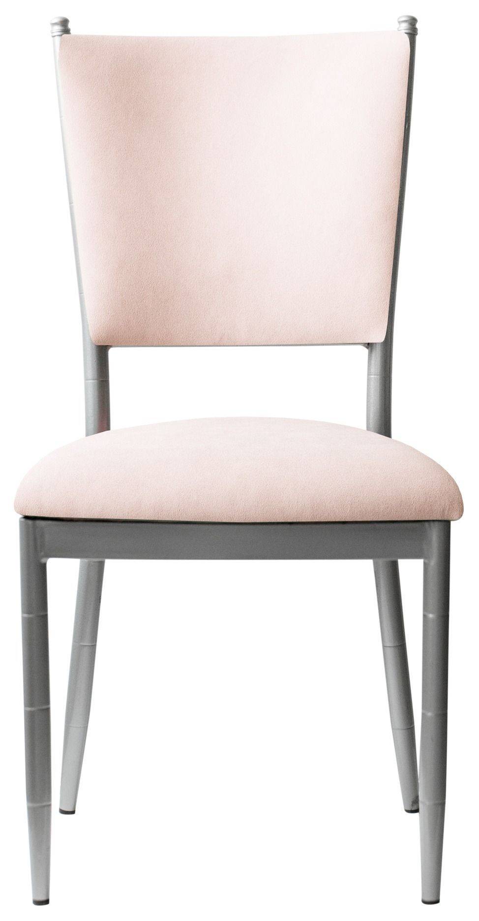 Стул серебряный БРЭМ жемчужно-розовый бархатный #303
