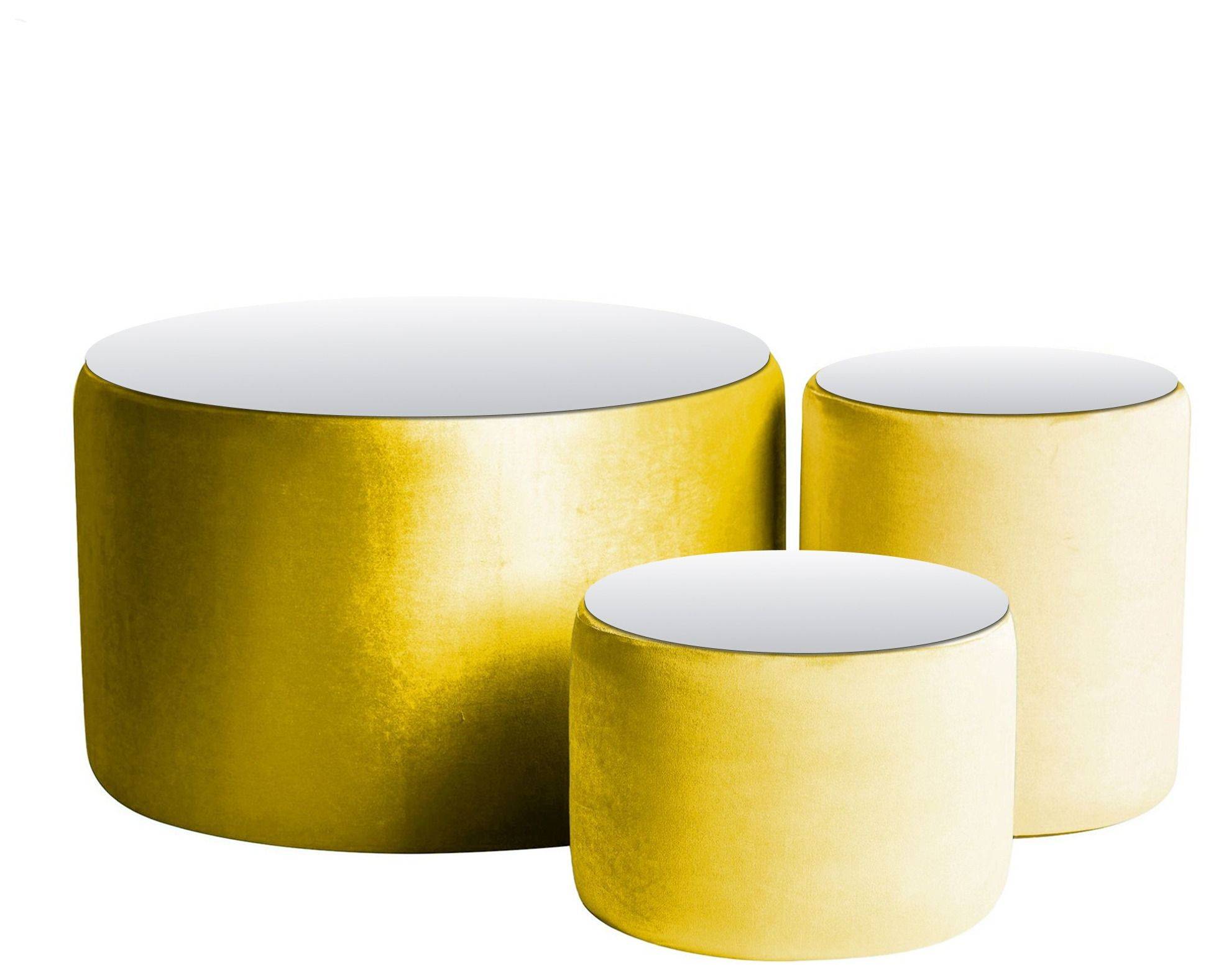 Пуфы-столы НОРМАН лимонные – набор из 3 #314