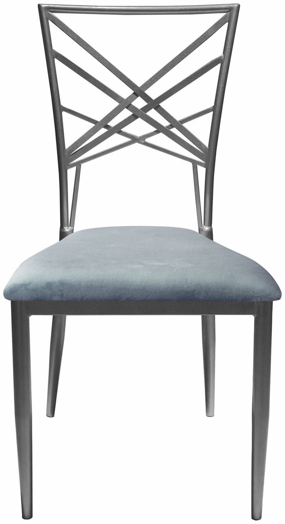 Стул серебряный ОКТАВА серо-голубой бархатный #307