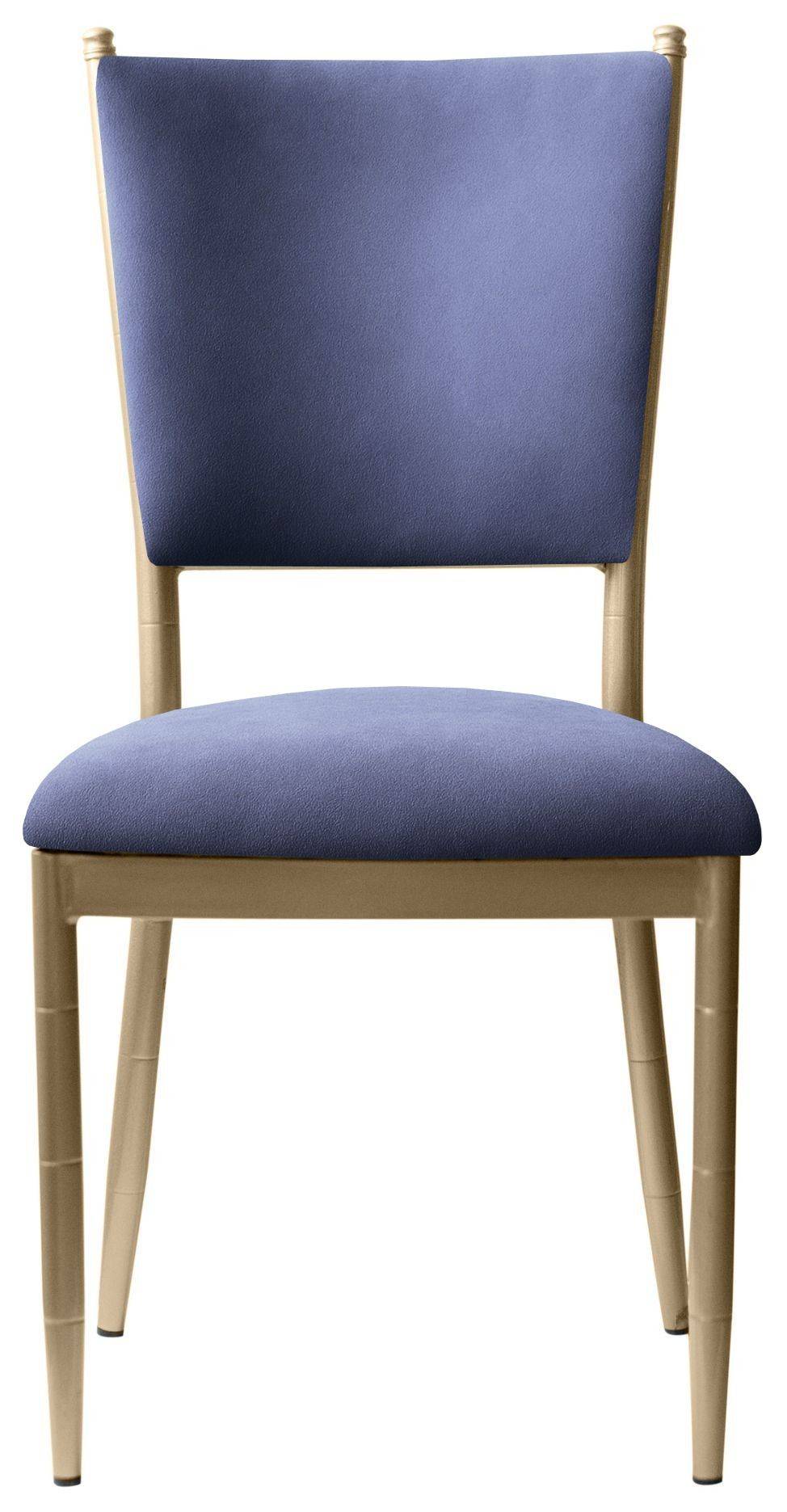 Стул золотой БРЭМ жемчужно-синий бархатный #309