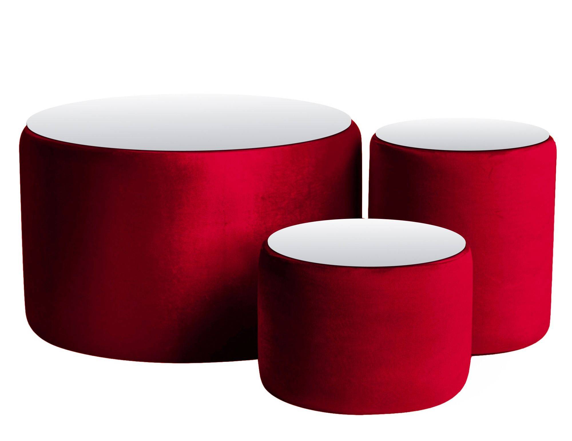 Пуфы-столы НОРМАН ярко-красные – набор из 3 #322