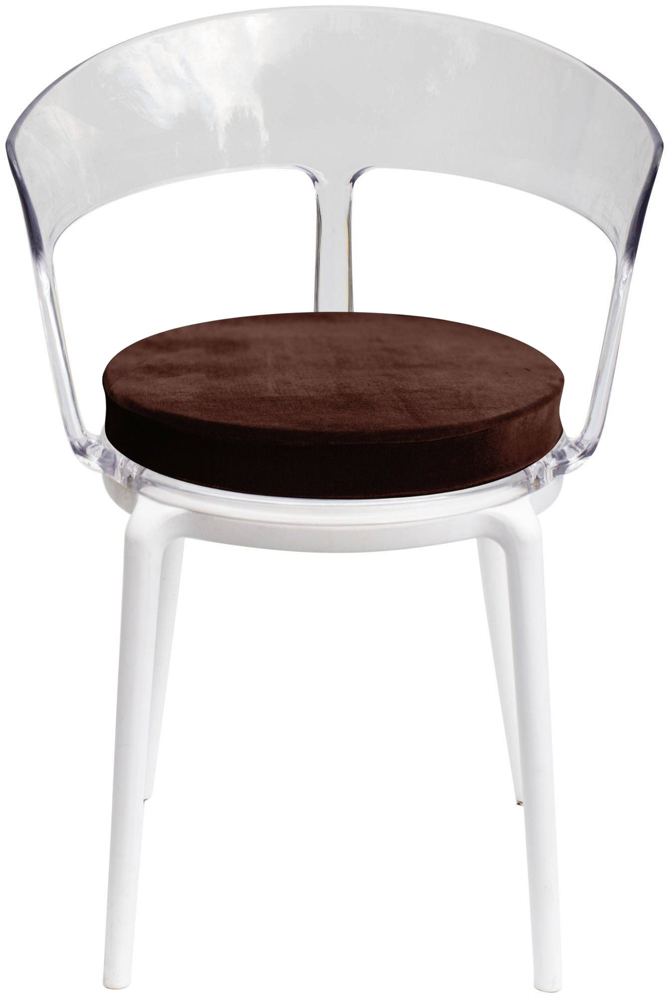 Стул прозрачный РУФФО с шоколадной бархатной подушкой #328
