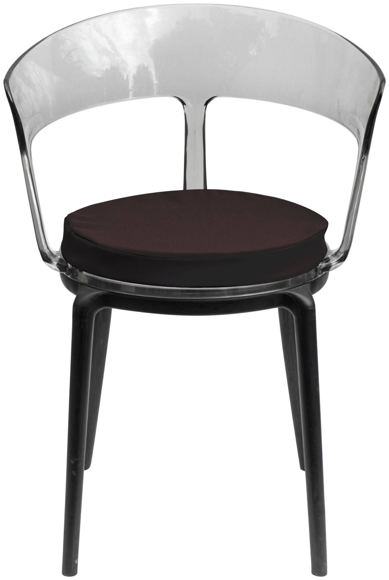 Стул дымчатый РУФФО с шоколадной габардиновой подушкой #537