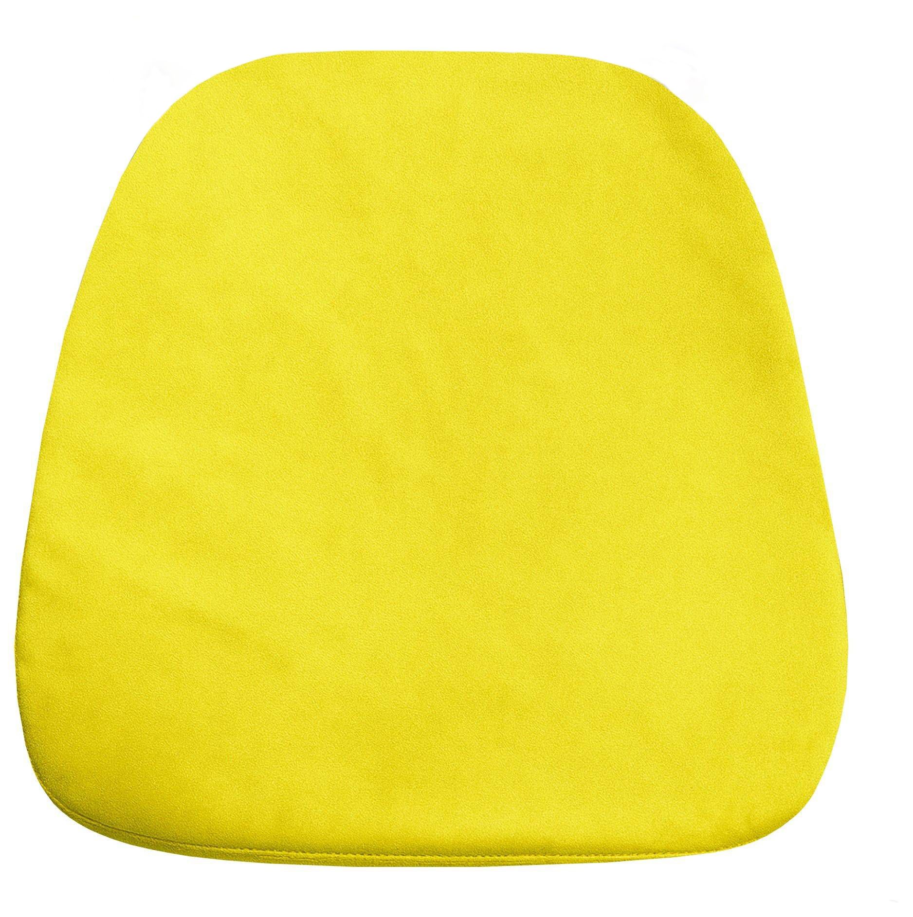 Мягкая ПОДУШКА для пластикового стула бархатная лимонная #314