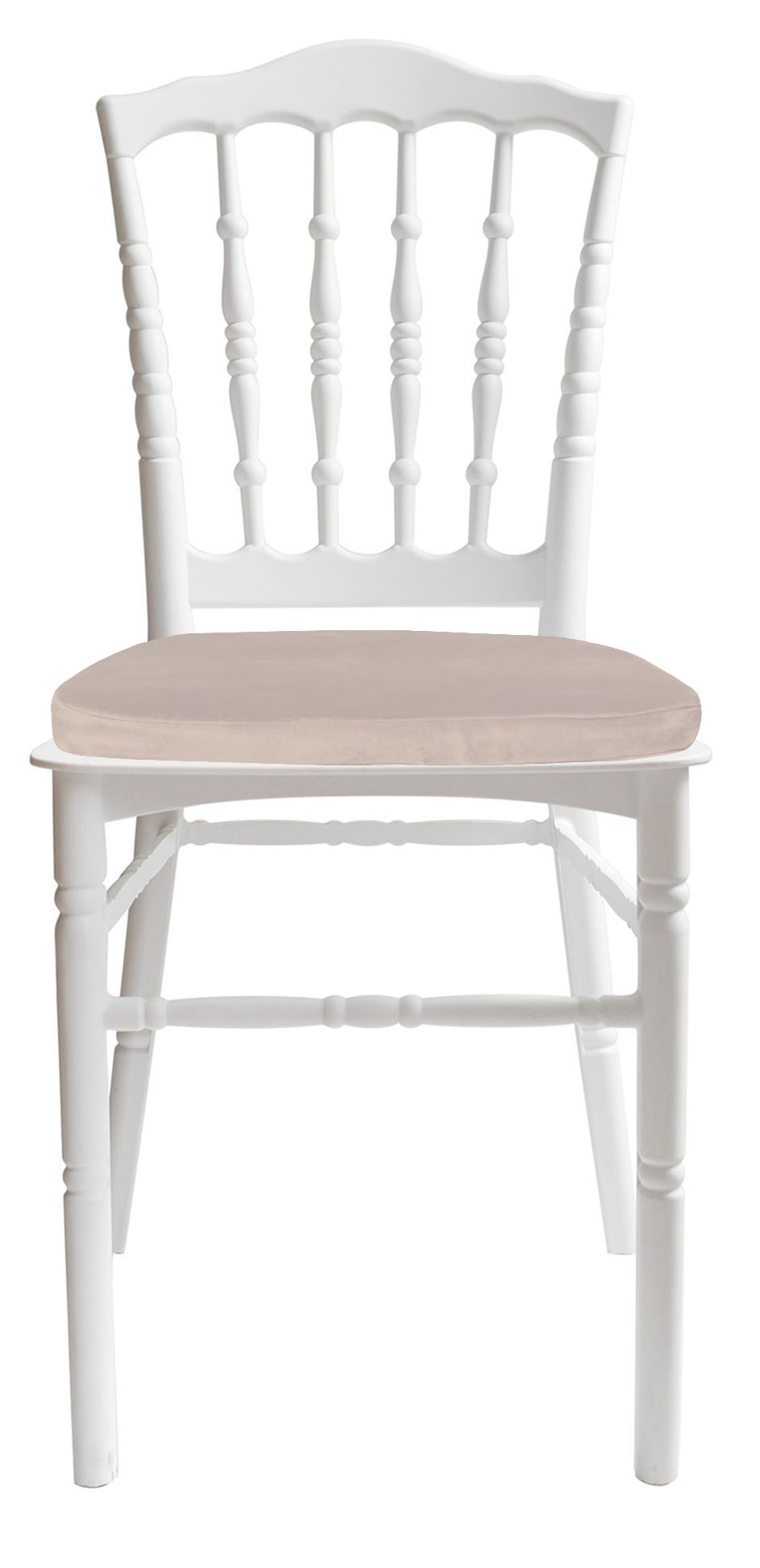 Стул белый УНИСОН с бежевой бархатной подушкой #403/#402