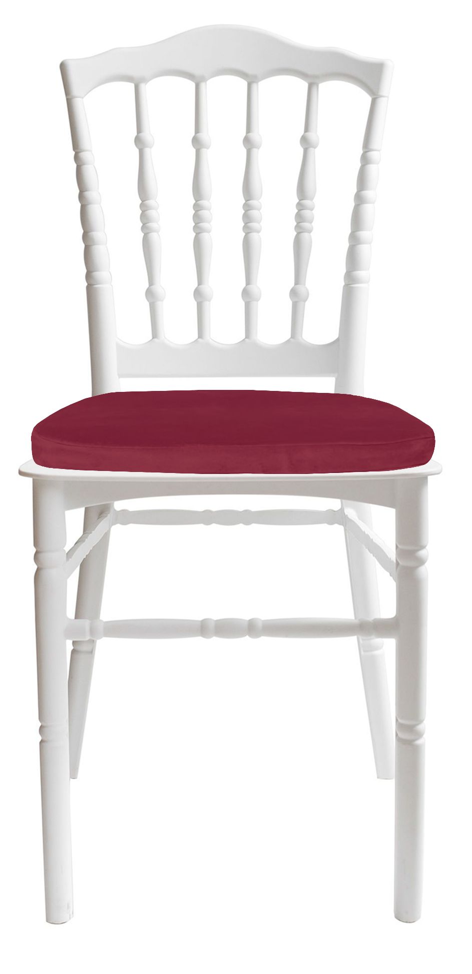 Стул белый УНИСОН с бордовой бархатной подушкой #427