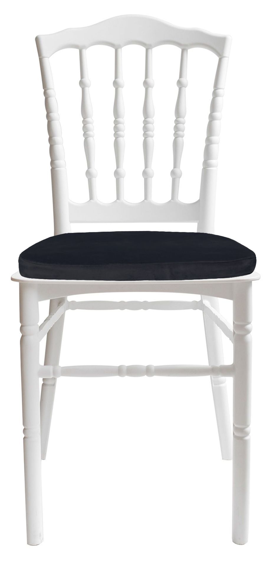 Стул белый УНИСОН с черной бархатной подушкой #330