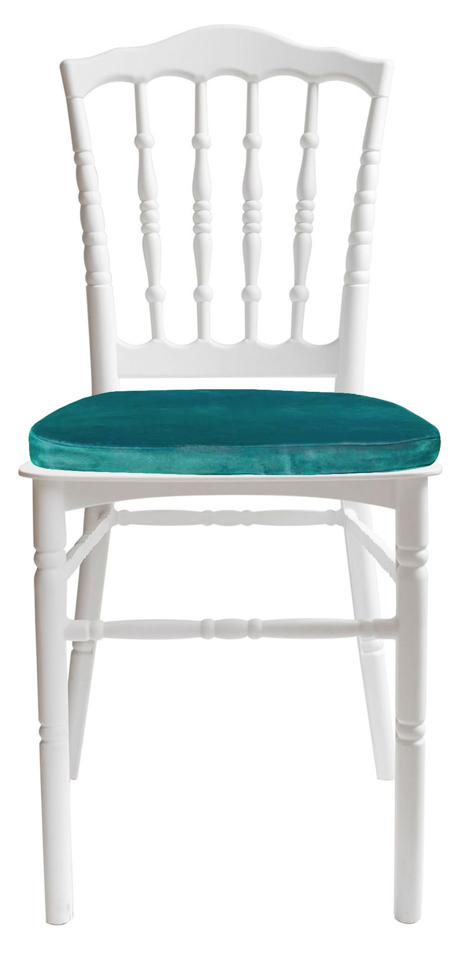 Стул белый УНИСОН с изумрудной бархатной подушкой #335