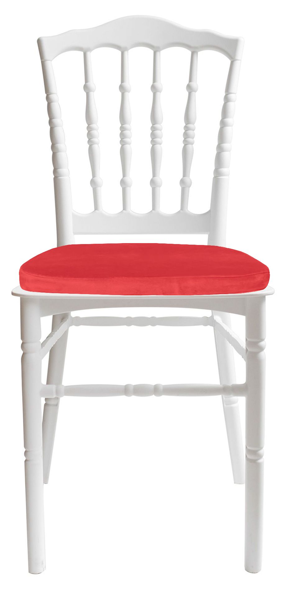 Стул белый УНИСОН с красной бархатной подушкой #323