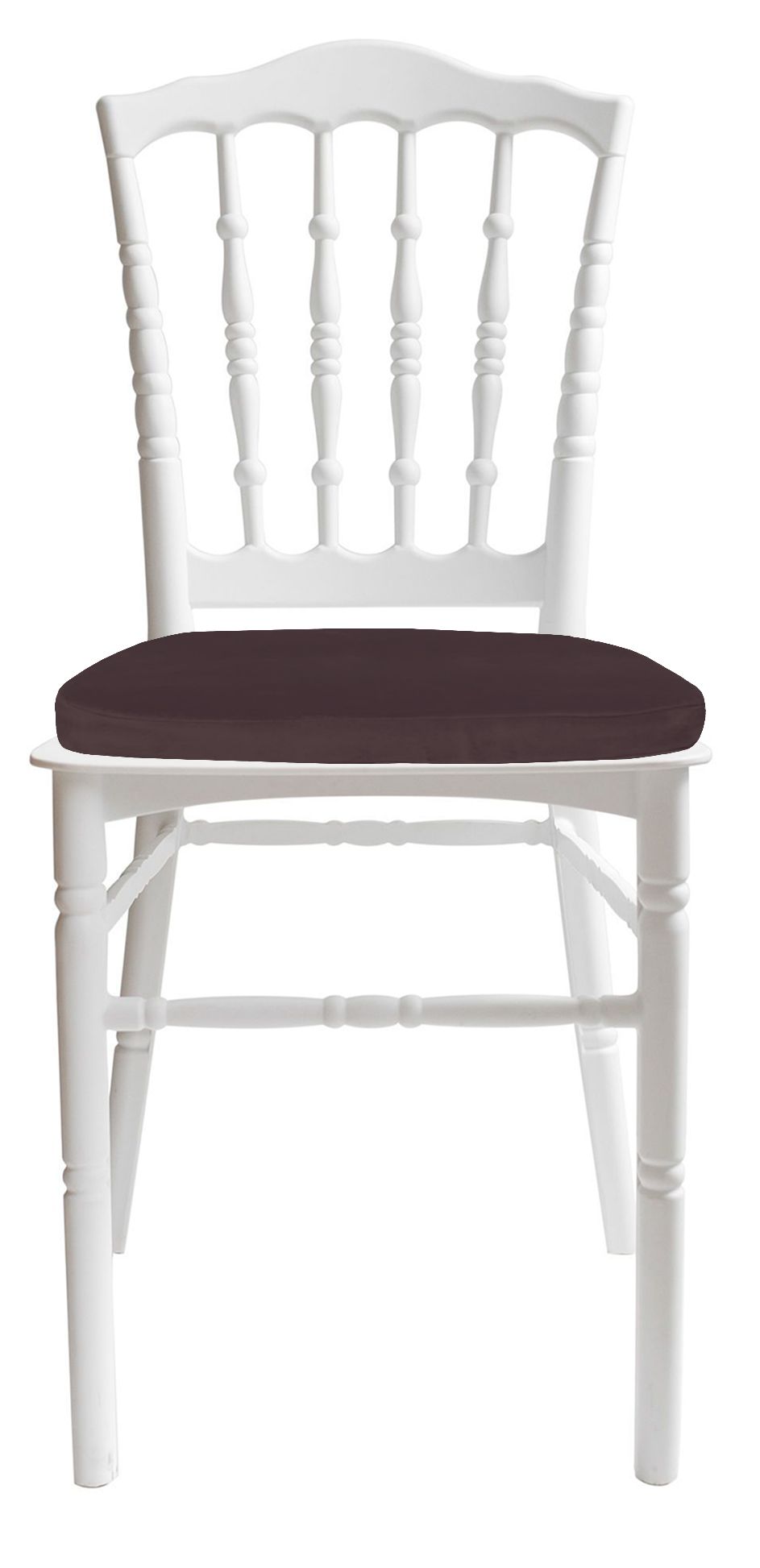 Стул белый УНИСОН с шоколадной бархатной подушкой #333/329