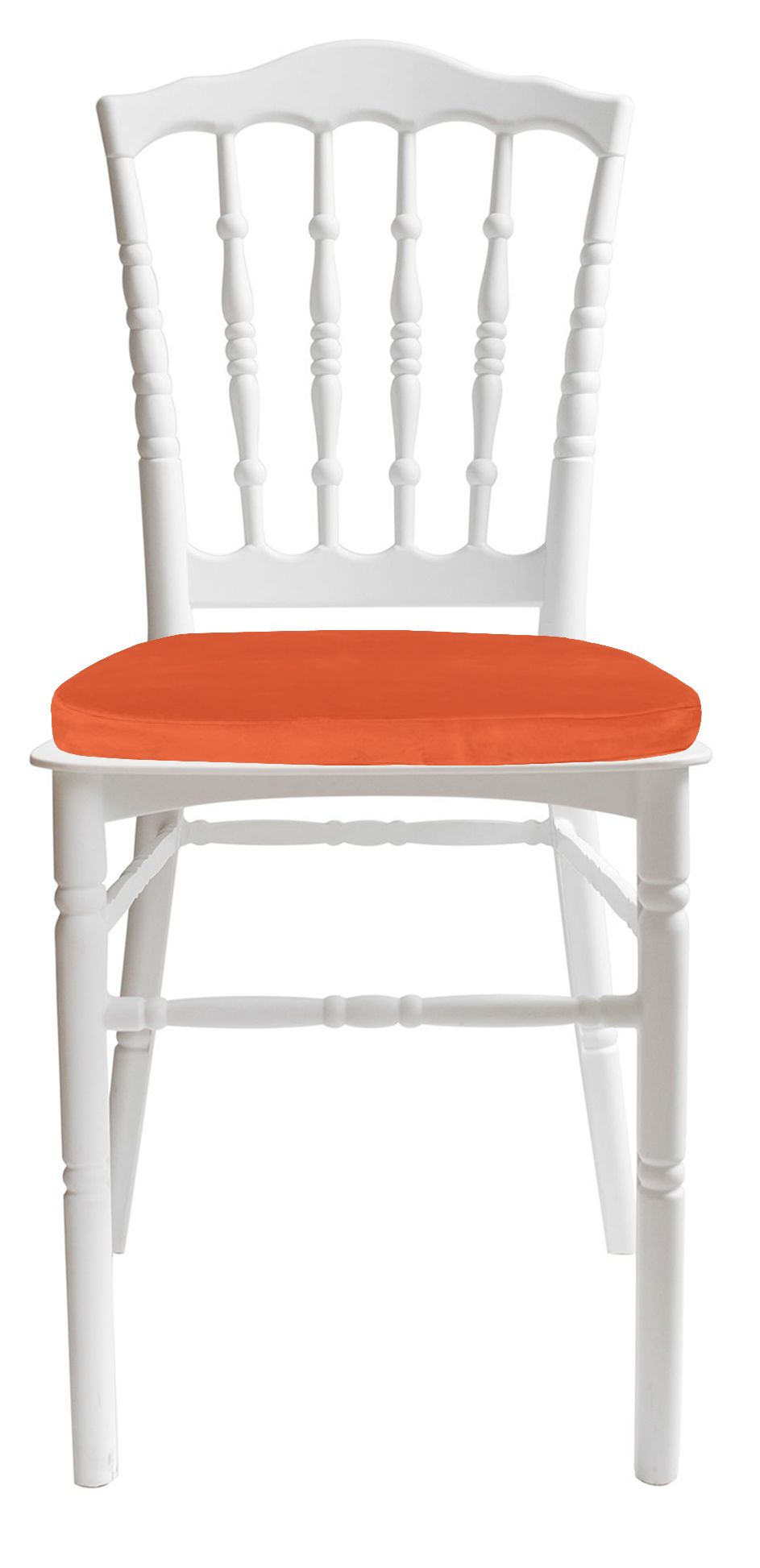 Стул белый УНИСОН с тыквенной бархатной подушкой #320