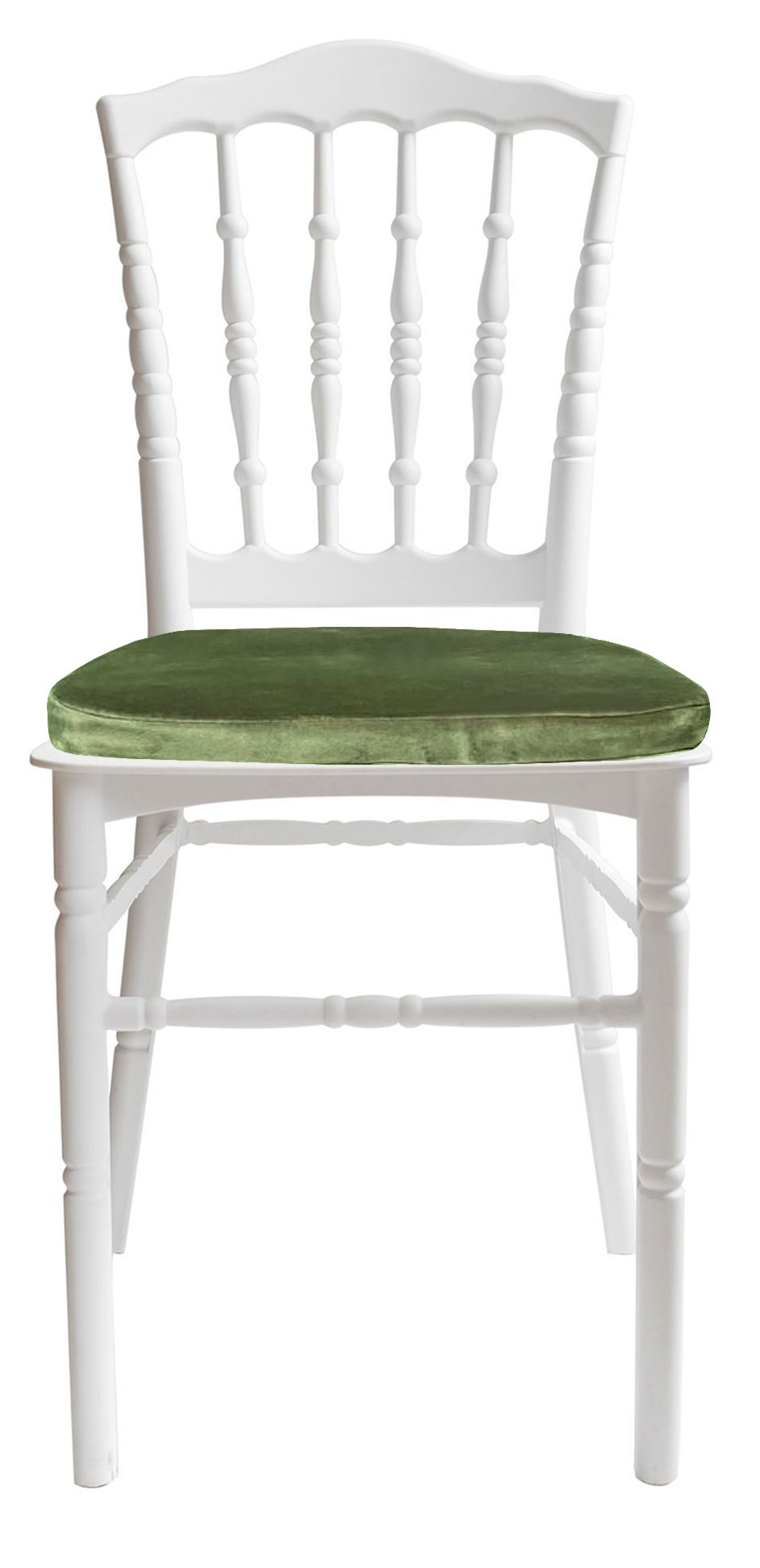 Стул белый УНИСОН с зеленой бархатной подушкой #315